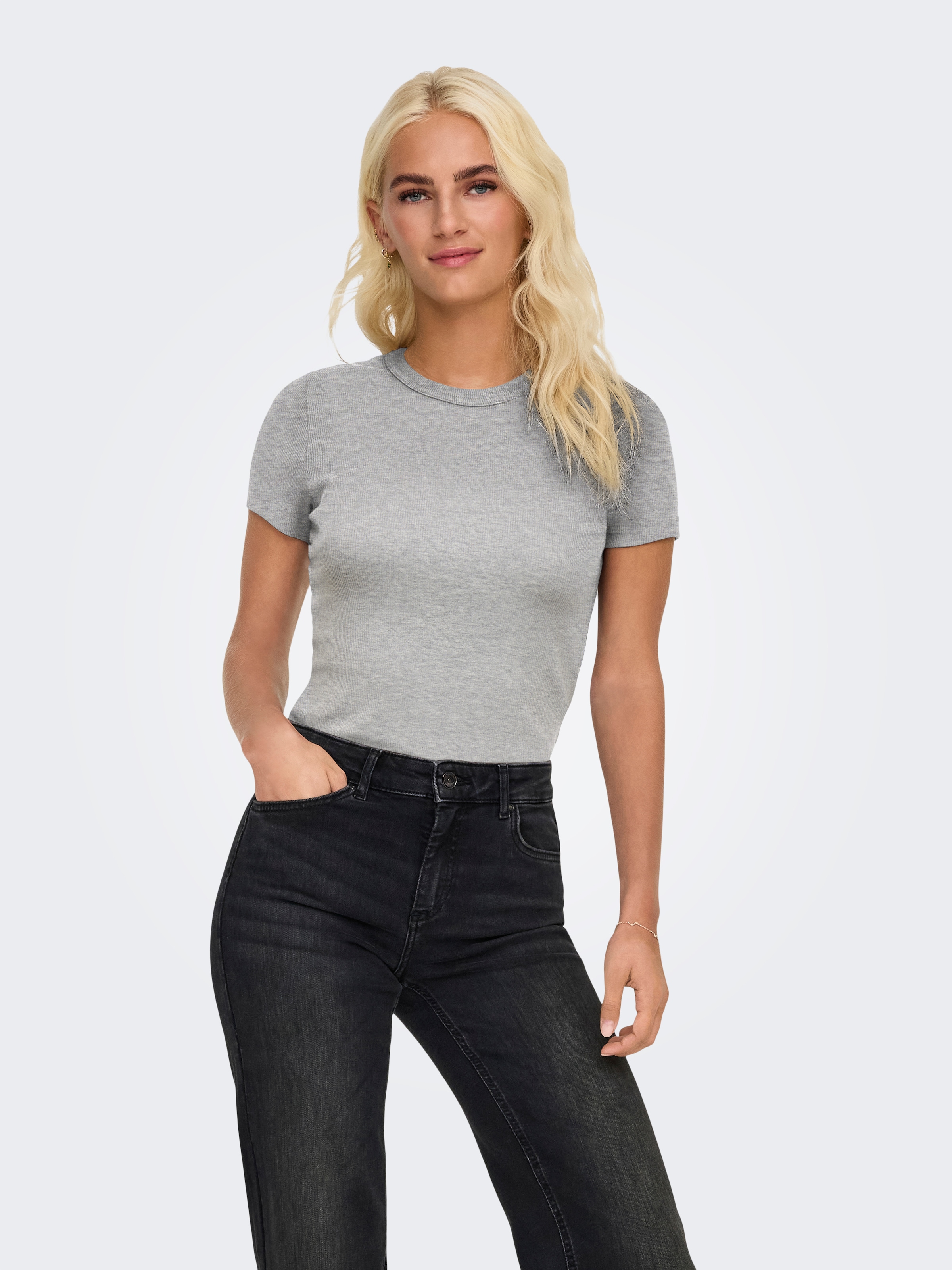 ONLY Kurzarmshirt "ONLVAL – Basic-Shirt mit Stretchkomfort für jeden Tag", günstig online kaufen