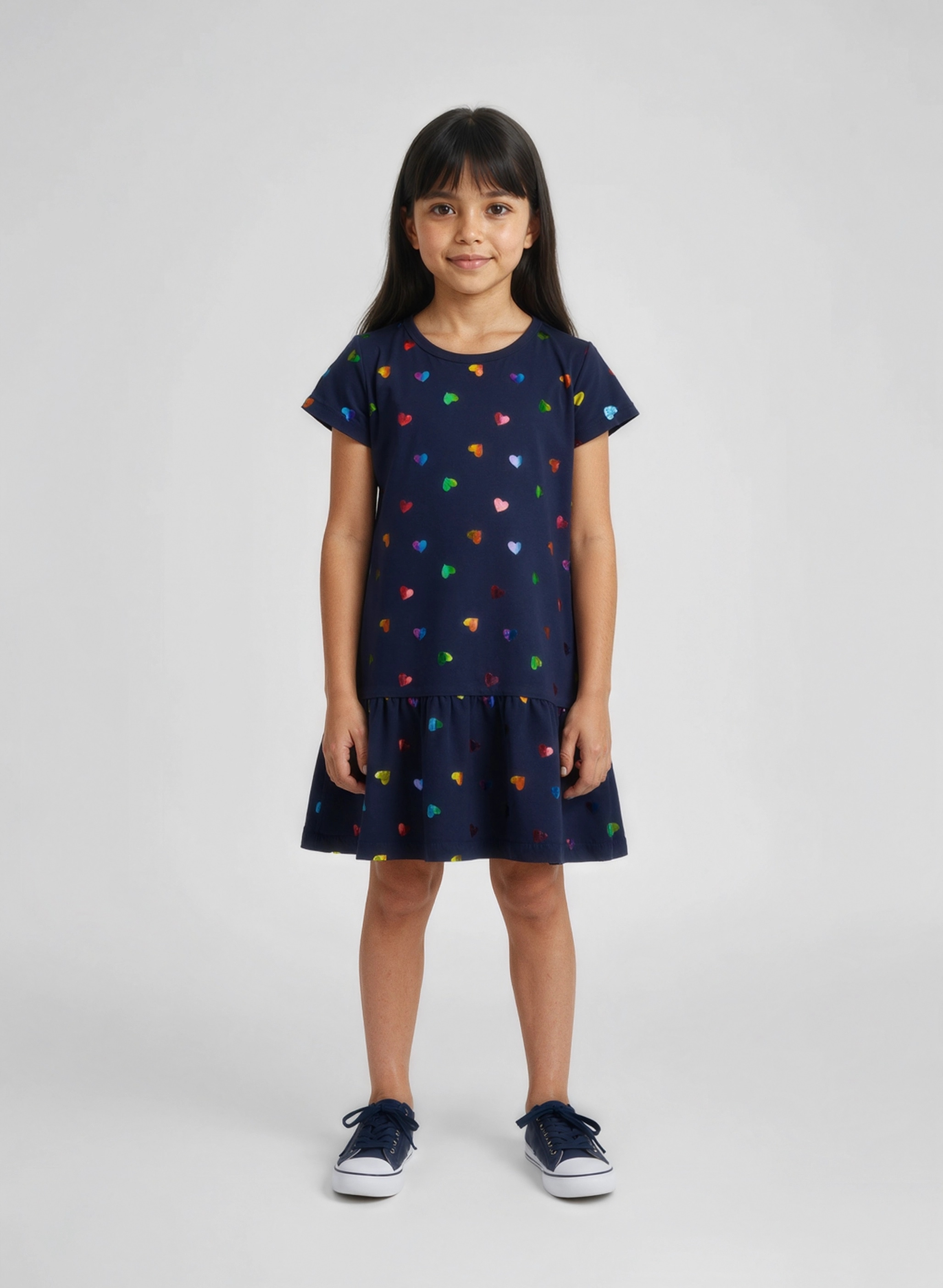 Blue Seven Jerseykleid 1 tlg. tlg. im tollem Herzchen-Folien-Alloverprint