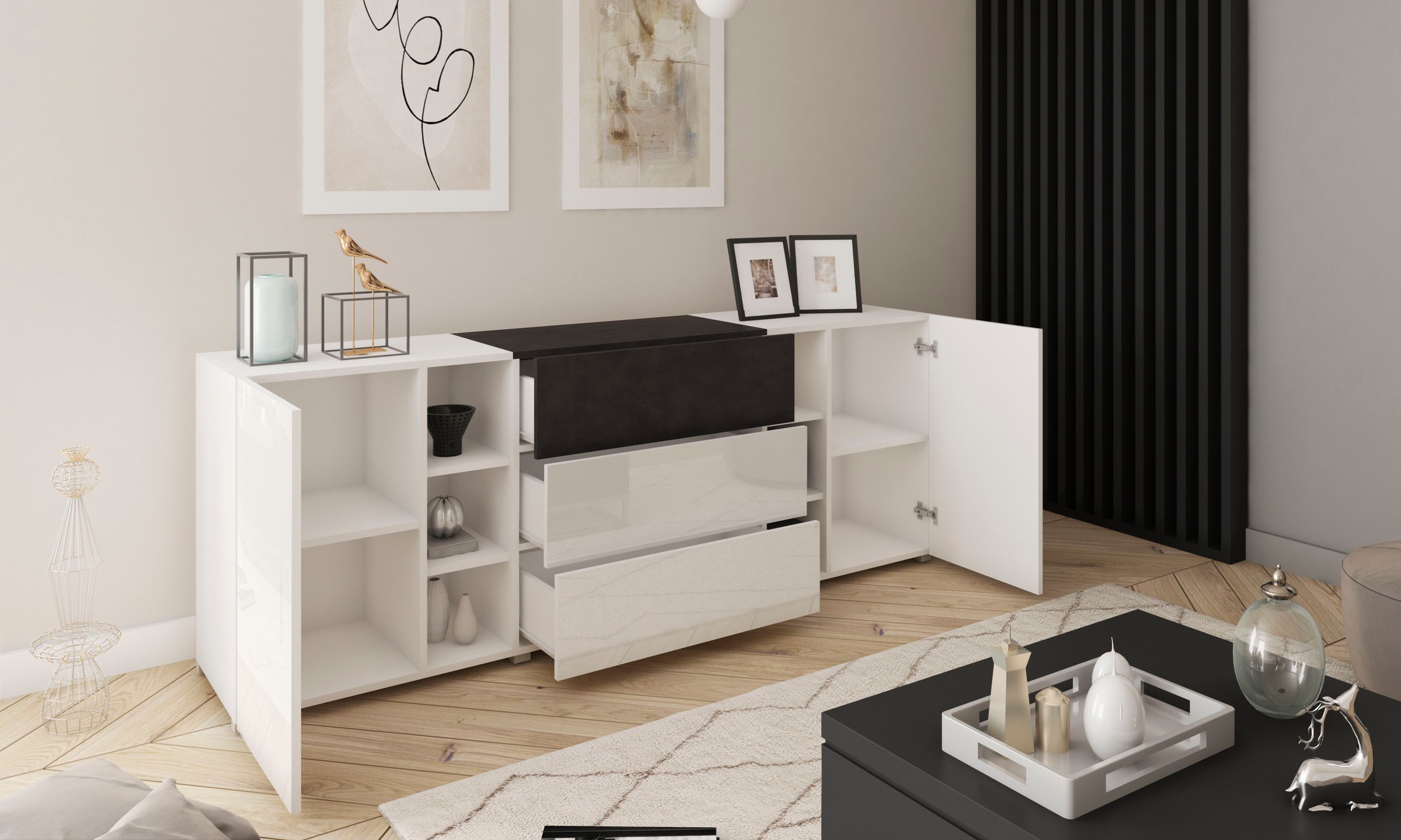 Home affaire Sideboard "BERLIN" Moderne grifflose Kommode Breite 190 cm, of günstig online kaufen