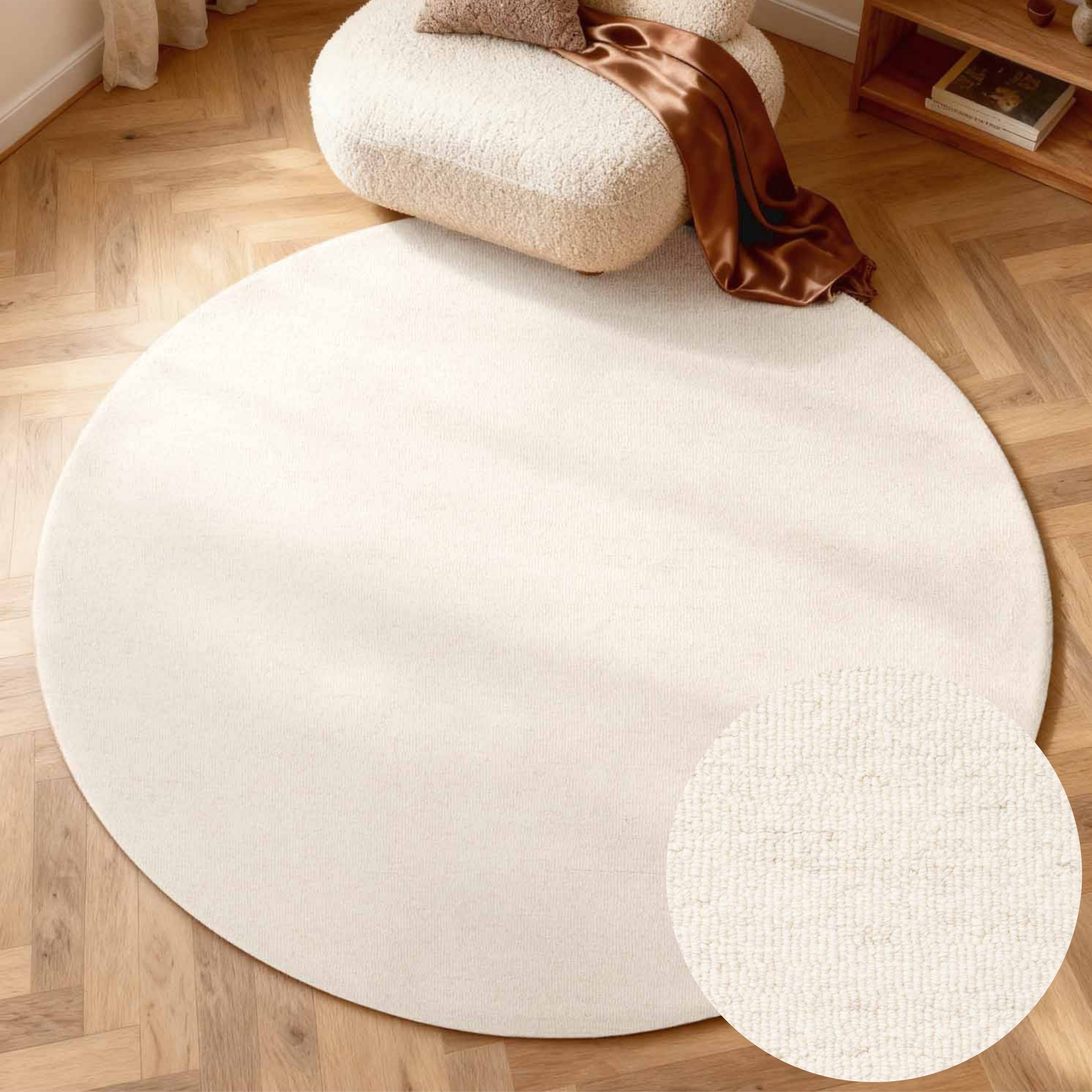 ELLE DECORATION Wollteppich "Knots" rund 13 mm Höhe Handtuft, Wolle, Rund, günstig online kaufen