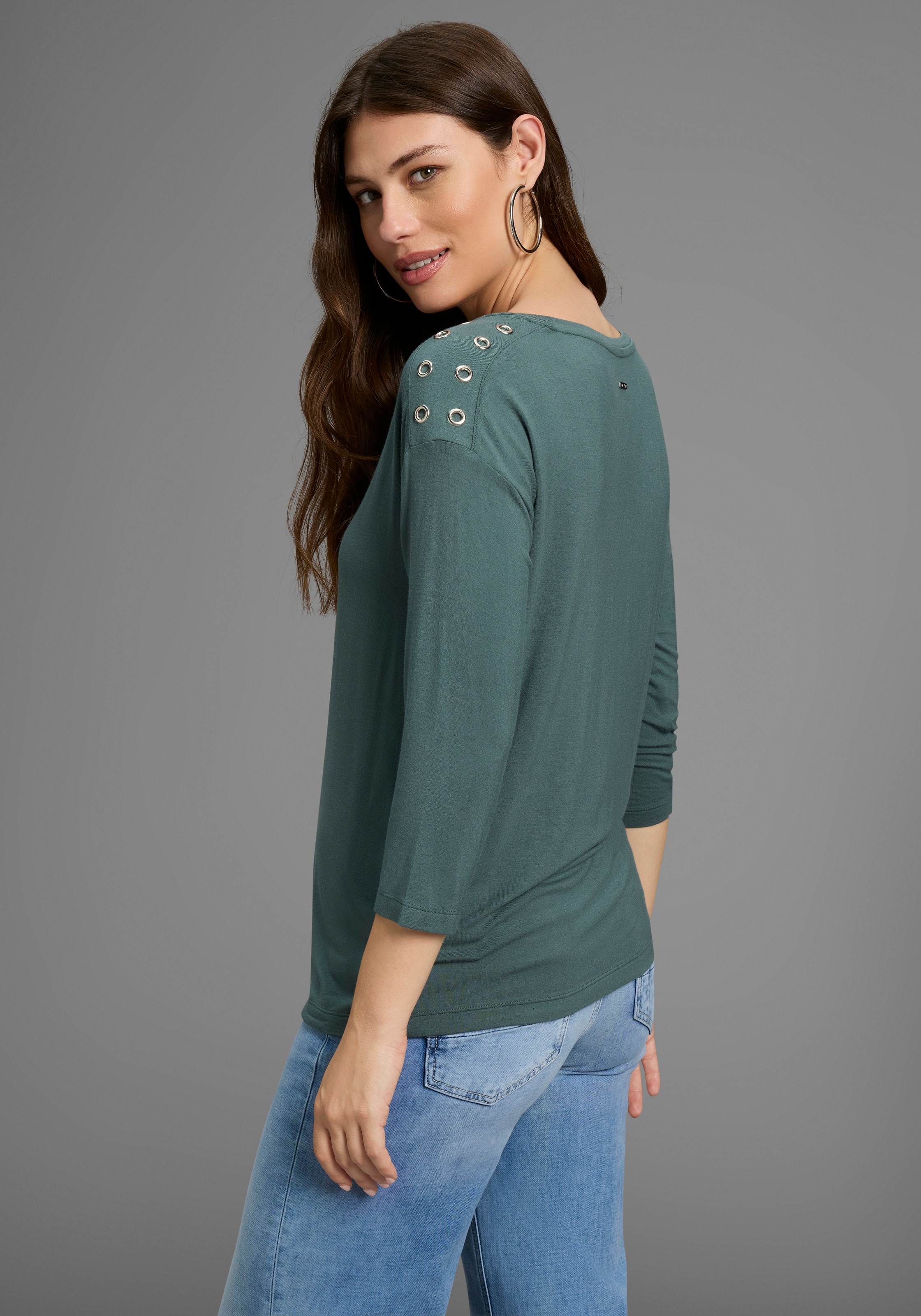 Laura Scott 3/4-Arm-Shirt, mit Metall-Ösen auf der Schulter - NEUE KOLLEKTI günstig online kaufen