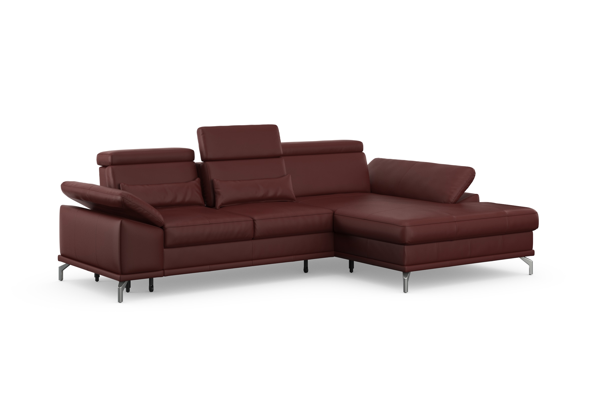 sit&more Ecksofa »Cabrio L-Form, mit Sitztiefenverstellung, Arm- und Kopfteilverstellung«, 2 Nierenkissen, Federkern, optional Bettfunktion und Stauraum