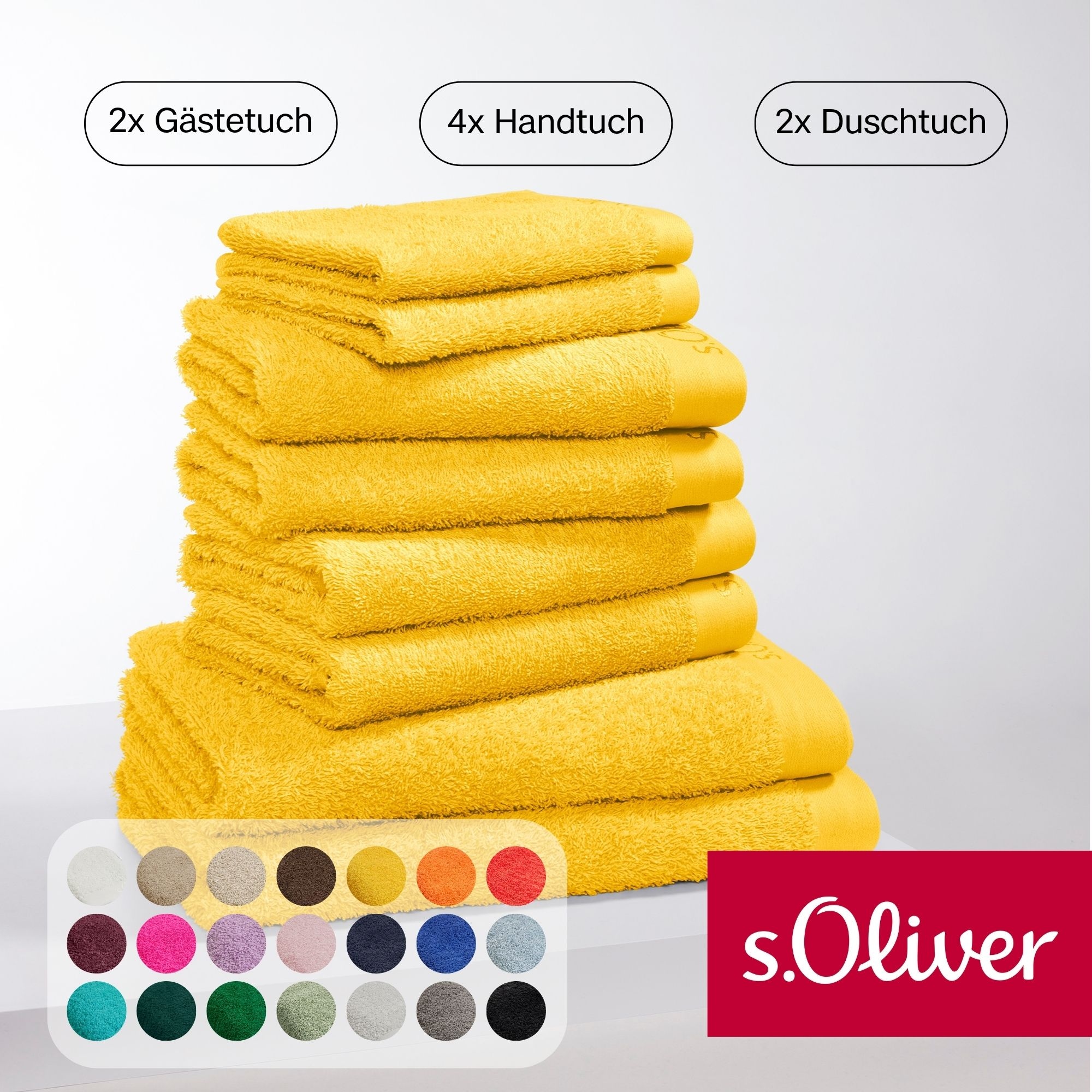 s.Oliver "s.Oliver, Premium Qualität, 600 gr/m²" Set 8 Stk. Walkfrottier 2 Gästetücher 30x50, 4 Handtücher 50x100, 2 Duschtücher 70x140
