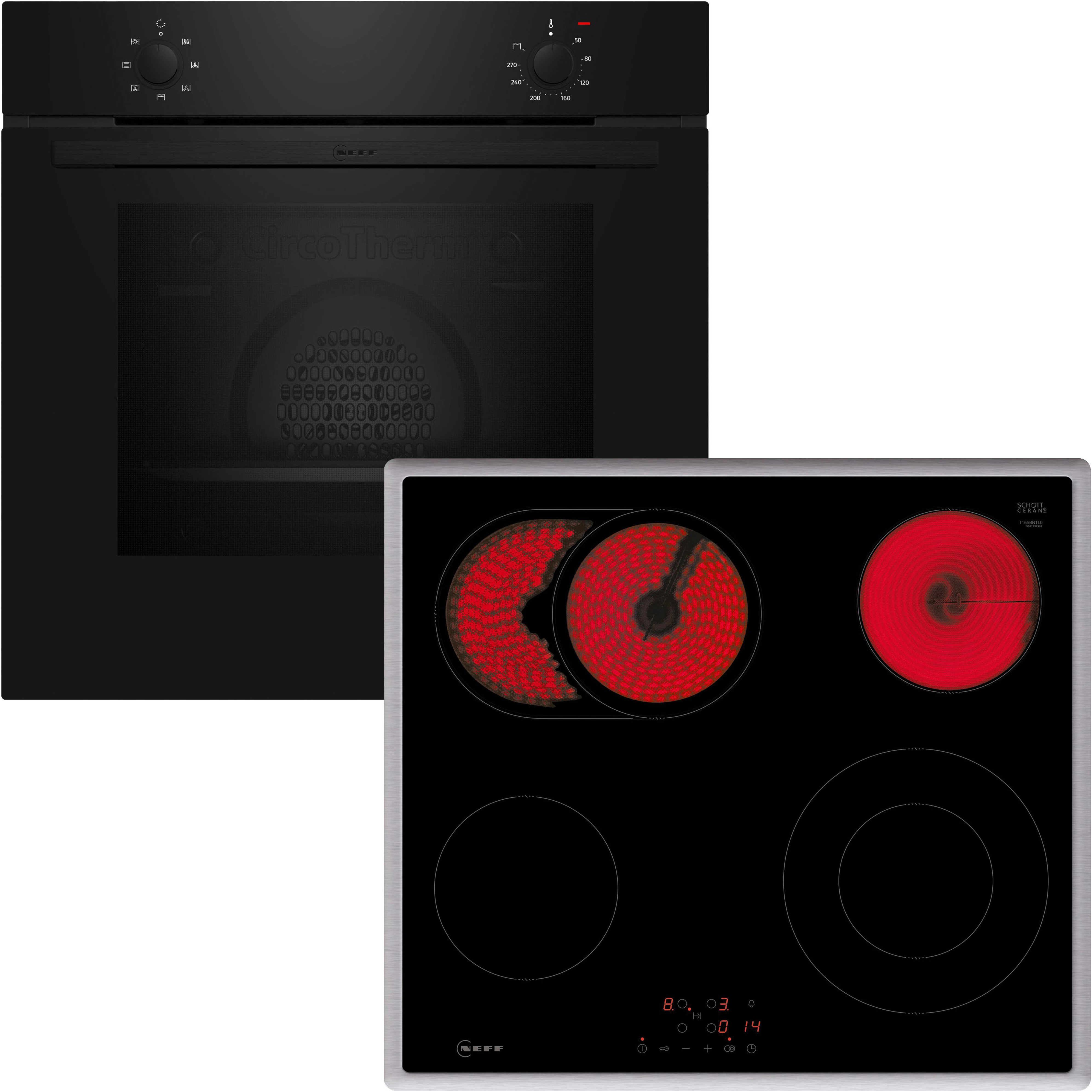 NEFF Backofen-Set N 30/N 50 "B1DCA0AK0" mit Teleskopauszug nachrüstbar Gleichmäßiges Backen dank Circo Therm & Bräterzone