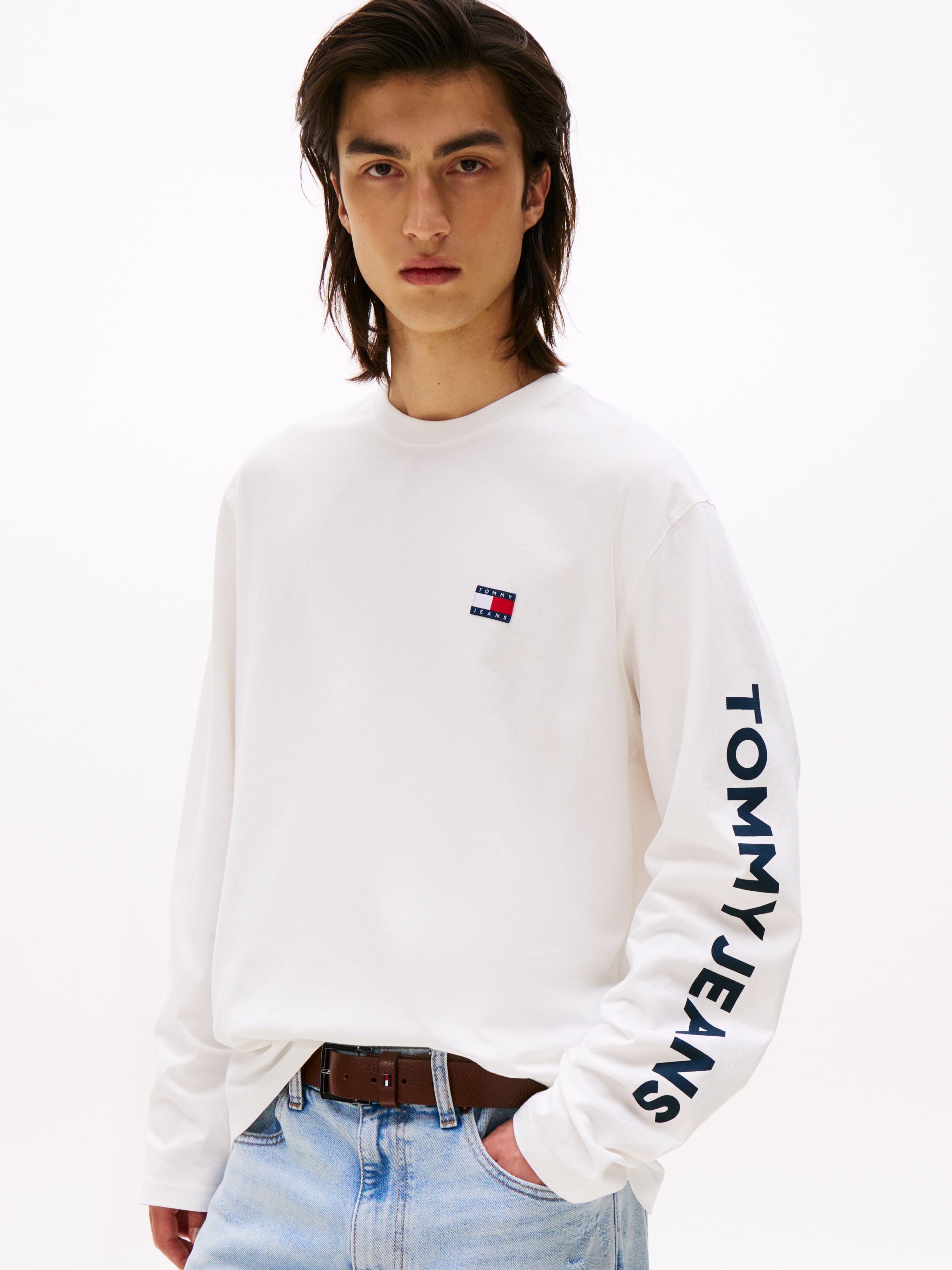 Tommy Jeans Langarmshirt "Classic Relaxed Fit", Rundhals, Jersey, großes Lo günstig online kaufen