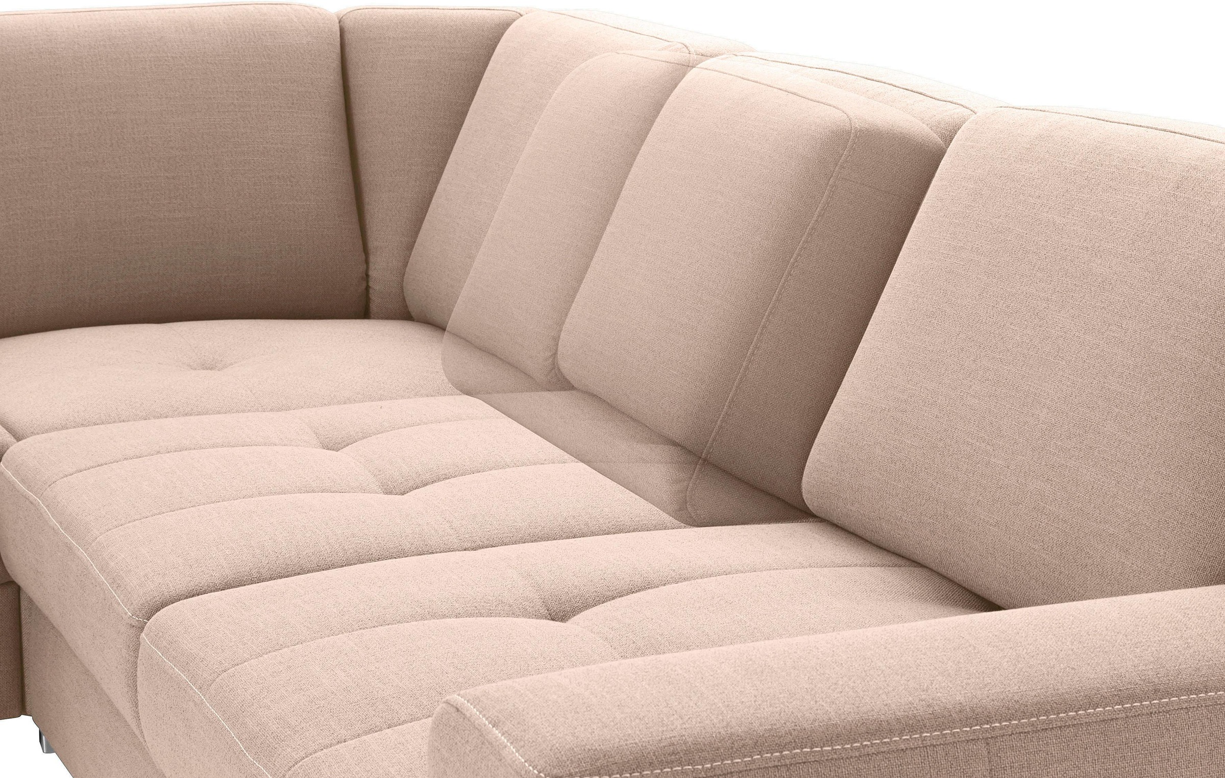 sit&more Ecksofa »Santorini L-Form«, mit Federkern und Sitztiefenverstellung, wahlweise mit Bettfunktion