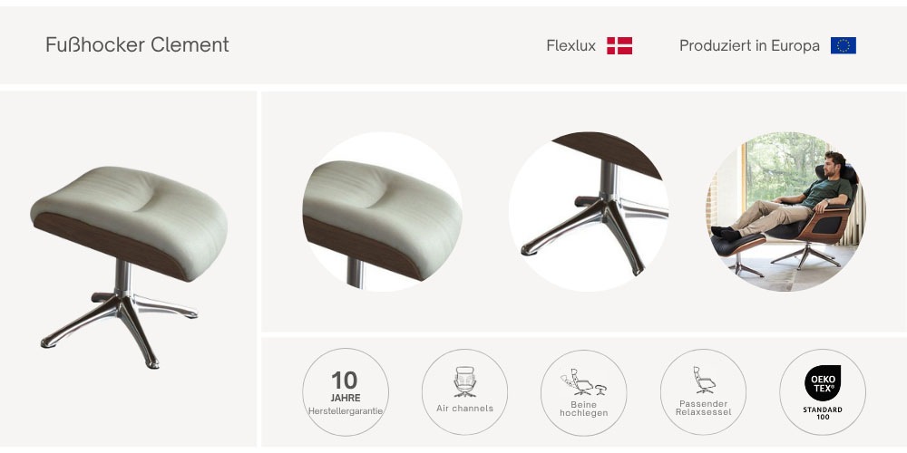 FLEXLUX Fußhocker "Clement Beinstütze, Hervorragender Komfort, Robuster Alu günstig online kaufen