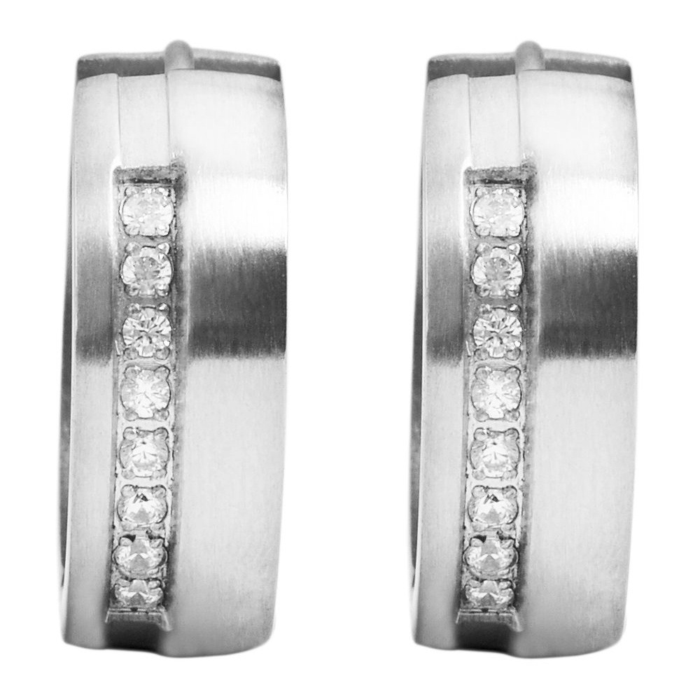 Adelia´s Klappcreolen »Damen Ohrringe – Klappcreole aus Edelstahl mit Strass Steinchen« Zum Verschenken – passend für viele Anlässe