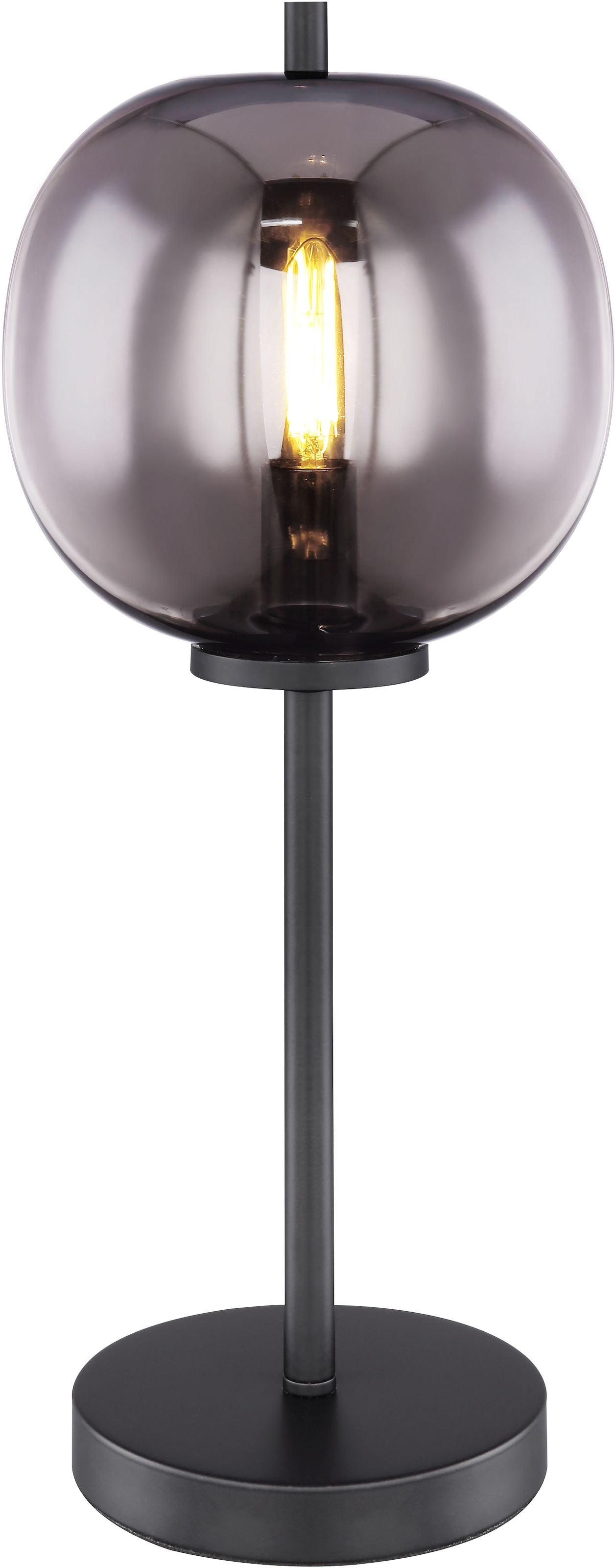 GLOBO LIGHTING Tischleuchte »BLACKY«, Leuchtmittel E14 | ohne Leuchtmittel, Tischlampe/Metall schwarz/Glas/Wohnzimmer/Schlafzimmer