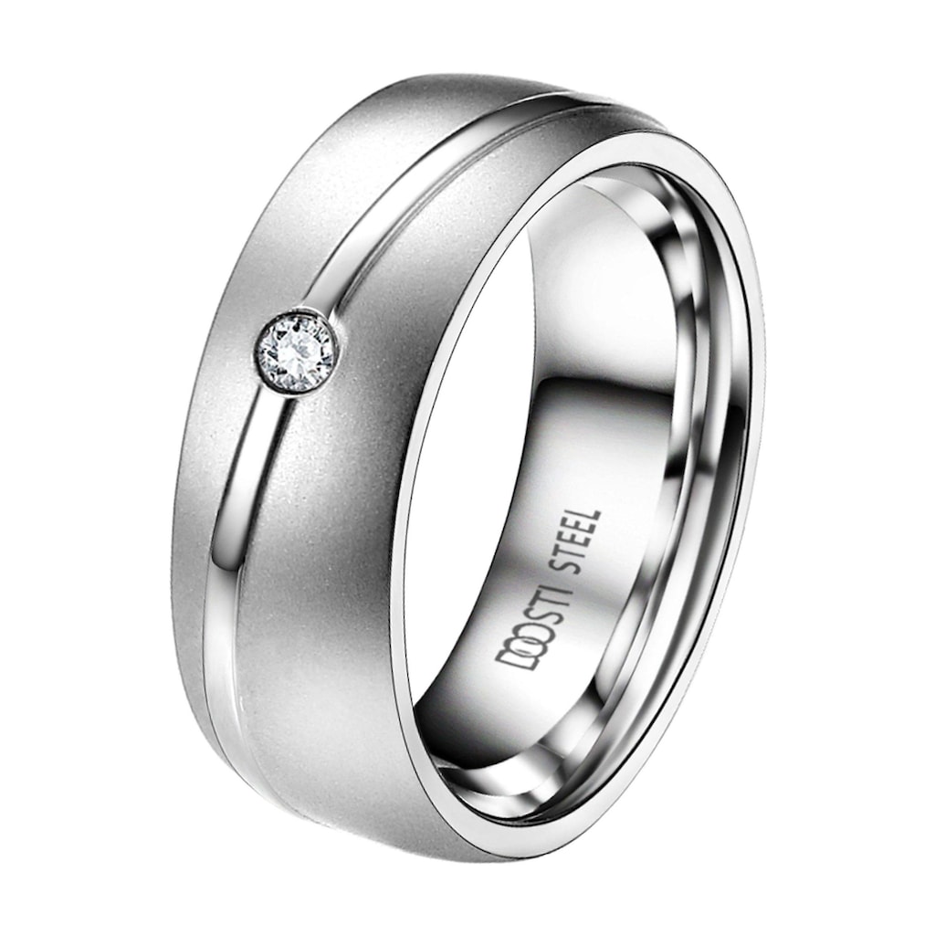 DOOSTI Trauring »Schmuck Geschenk Edelstahl Trauring Ehering Partnerring LIEBE«, Made in Germany - wahlweise mit oder ohne Zirkonia