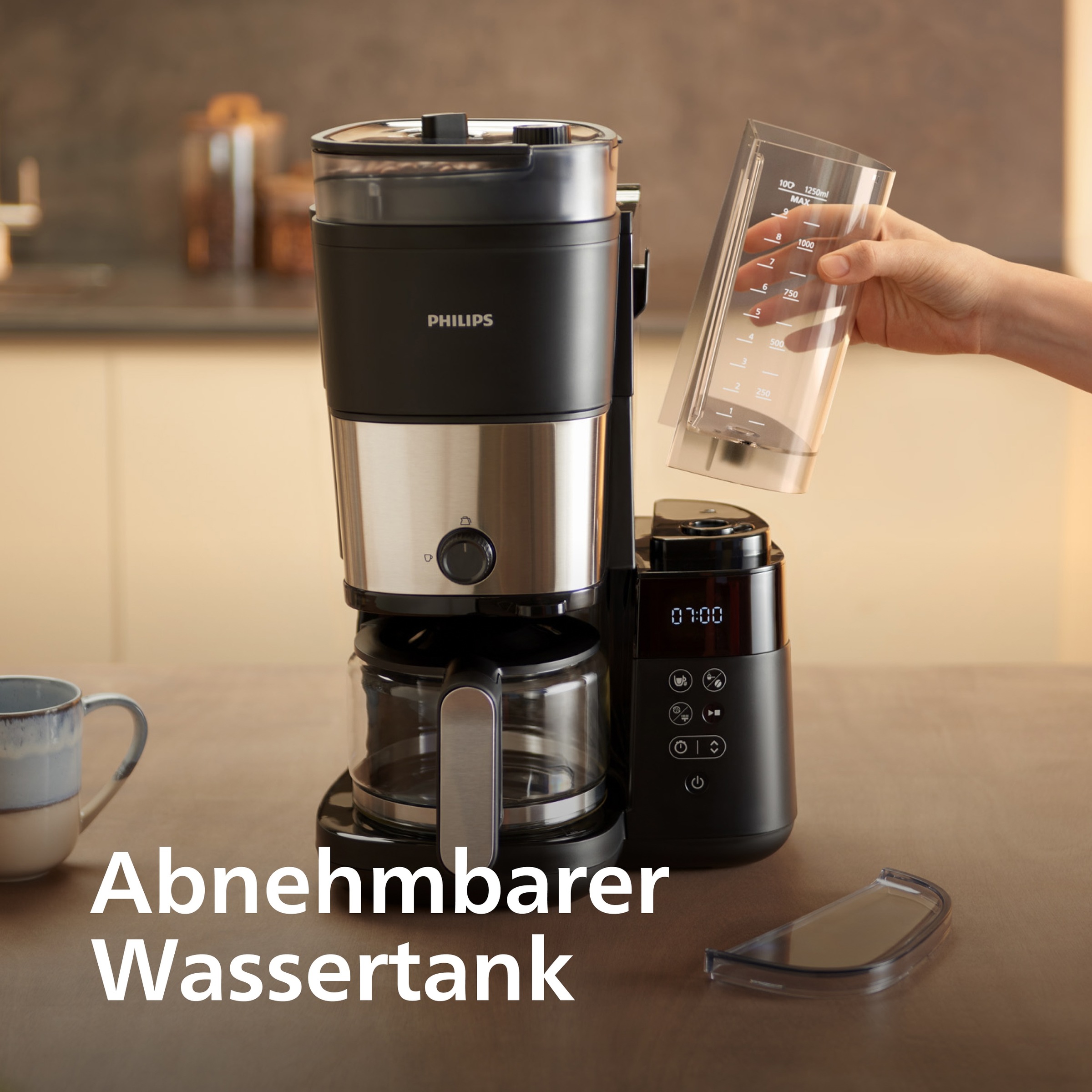 Philips Kaffeemaschine mit Mahlwerk »HD7900/90 All-in-1 Brew mit abnehmbarem Duo-Kaffeebohnenbehälter« Permanentfilter 1x4 mit Intensitätseinstellung, Glaskanne, Timer, Permanentfilter inkl.