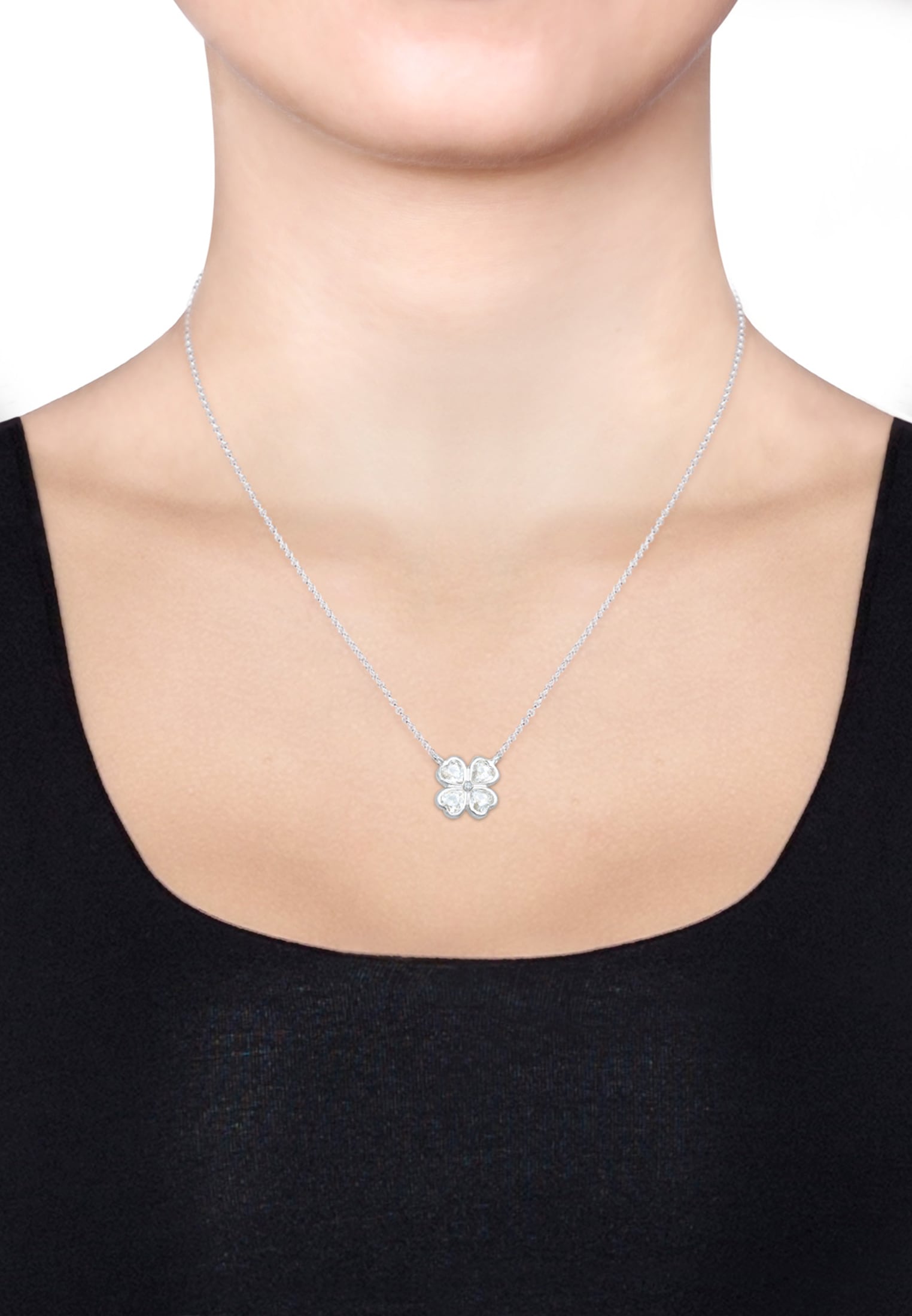 Elli Collierkettchen »Kleeblatt Kristall 925 Silber«
