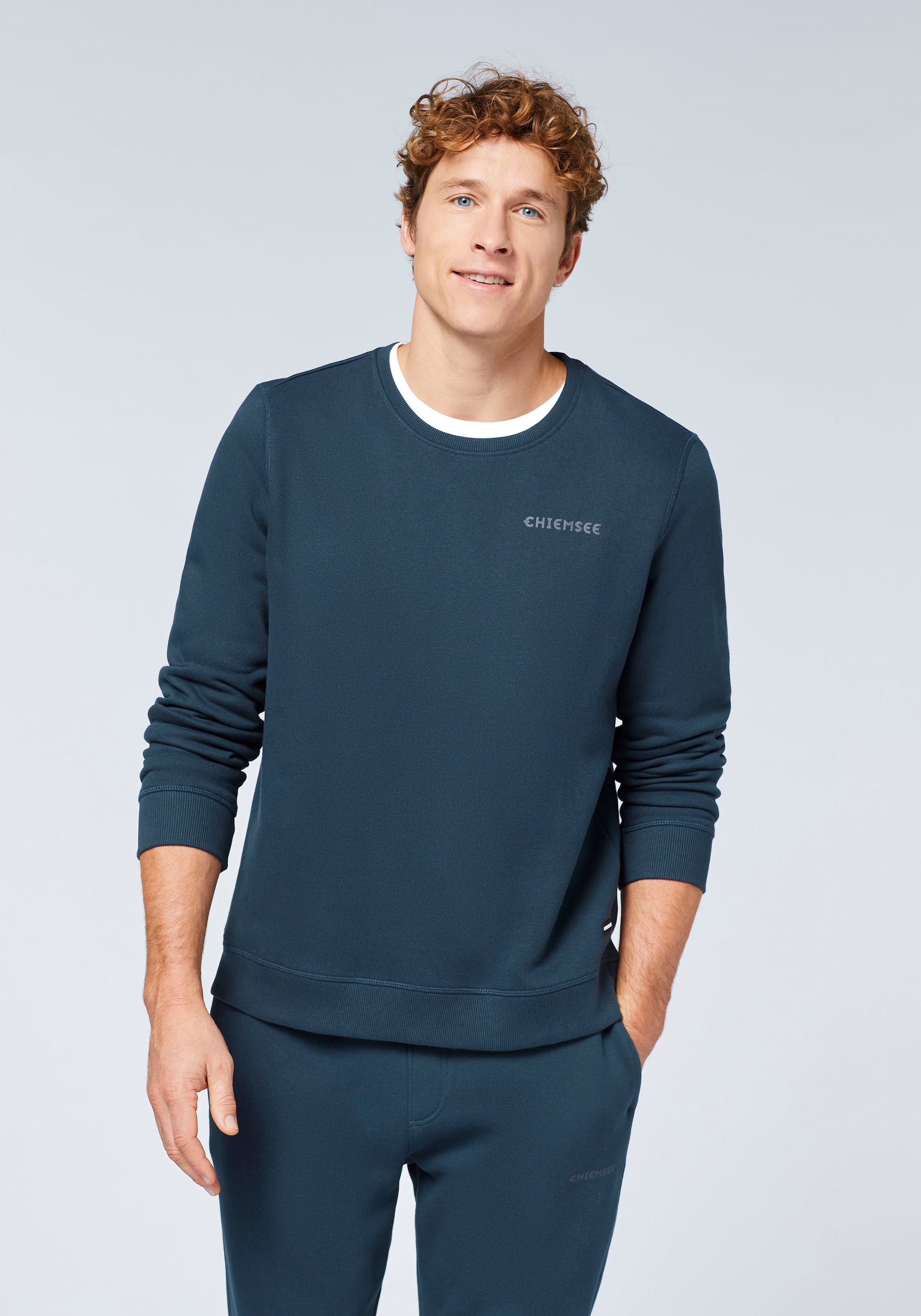 Sweater CHIEMSEE, Herren, Gr. L (52/54), total eclipse, 60% Baumwolle, 40% Polyester, unifarben, regular fit normal, Rundhals, abnehmbar Rippbündchen, Sweatshirts Sweater, - in angenehmer Baumwollmisch-Qualität