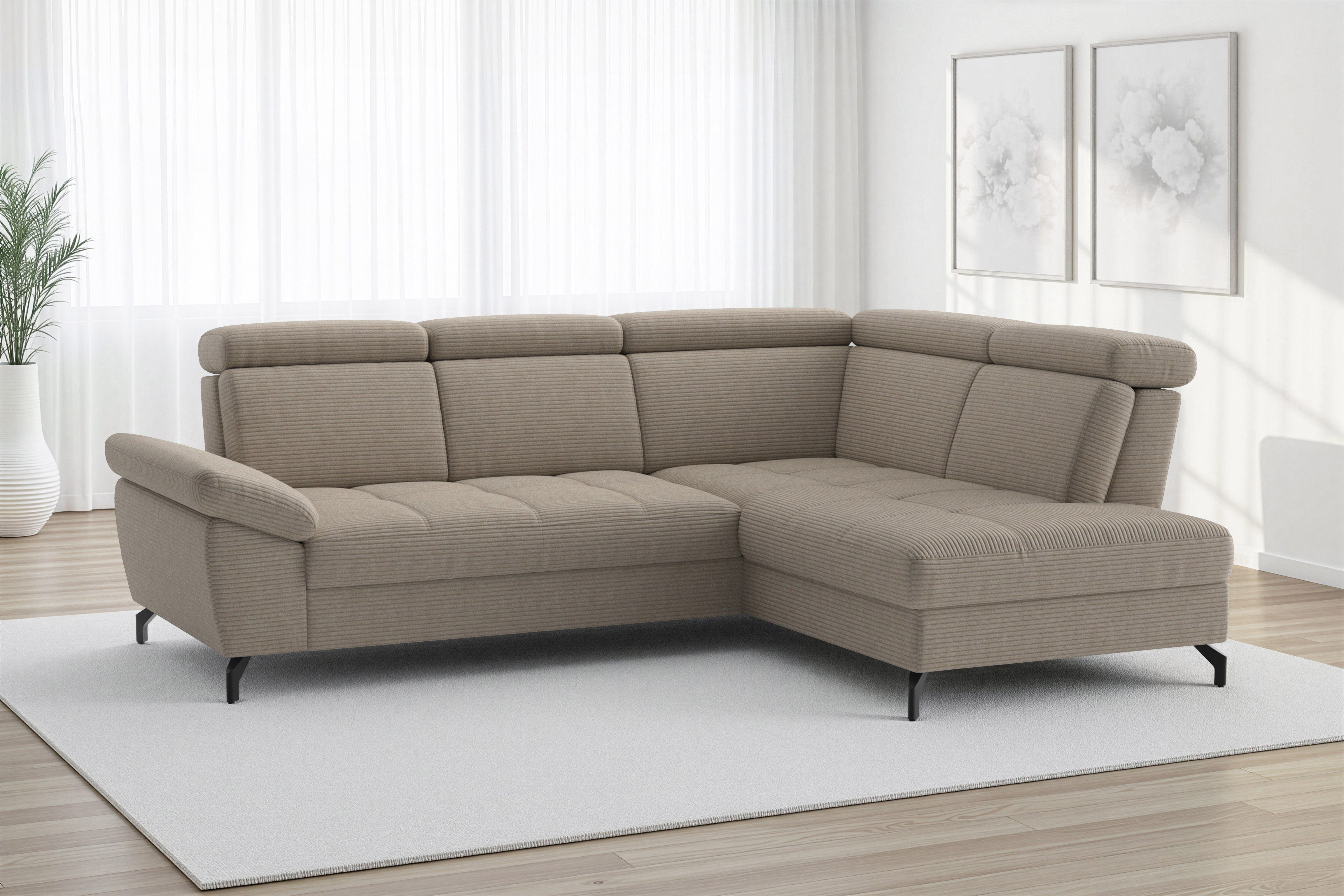 sit&more Ecksofa "Vanity; L-Form, B. 254 cm" Inkl.Sitz-,Kopf-und Armteilverstellung