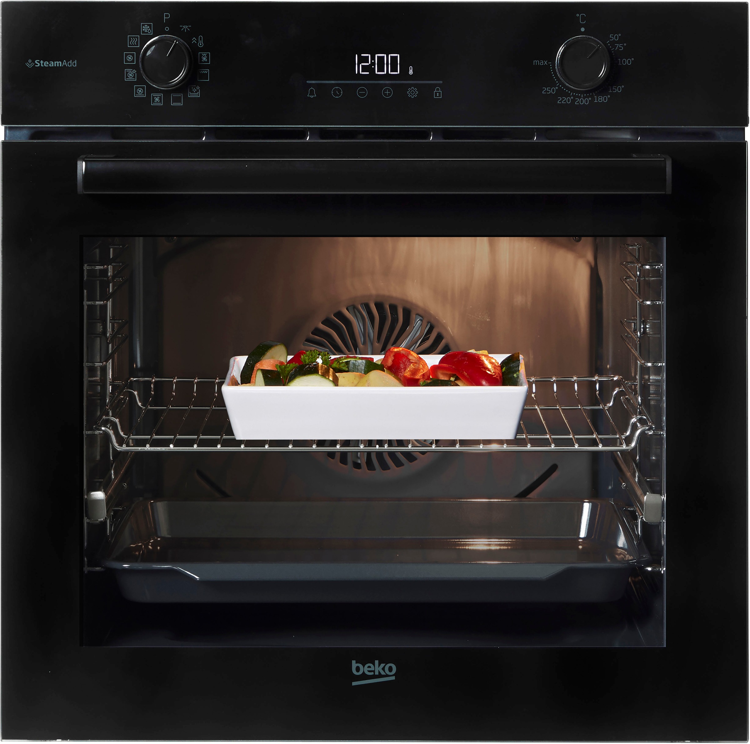 BEKO Einbaubackofen "BBIS17300BCS", Energieeffizienz: A (A+++-D), schwarz, B:59,4cm H:59,5cm T:56,7cm, Backöfen, Dampf für knusprige Kruste & fluffiges Inneres dank SteamAdd, Einbaubackofen 3