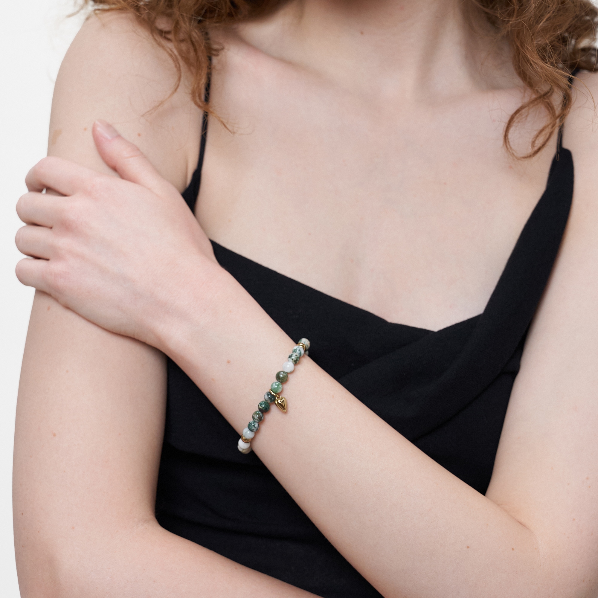 Liebeskind Berlin Armband »Schmuck Geschenk Edelstahl Mini Metal Heart, Herz« mit Moosachat, Rhodonit oder Sodalith
