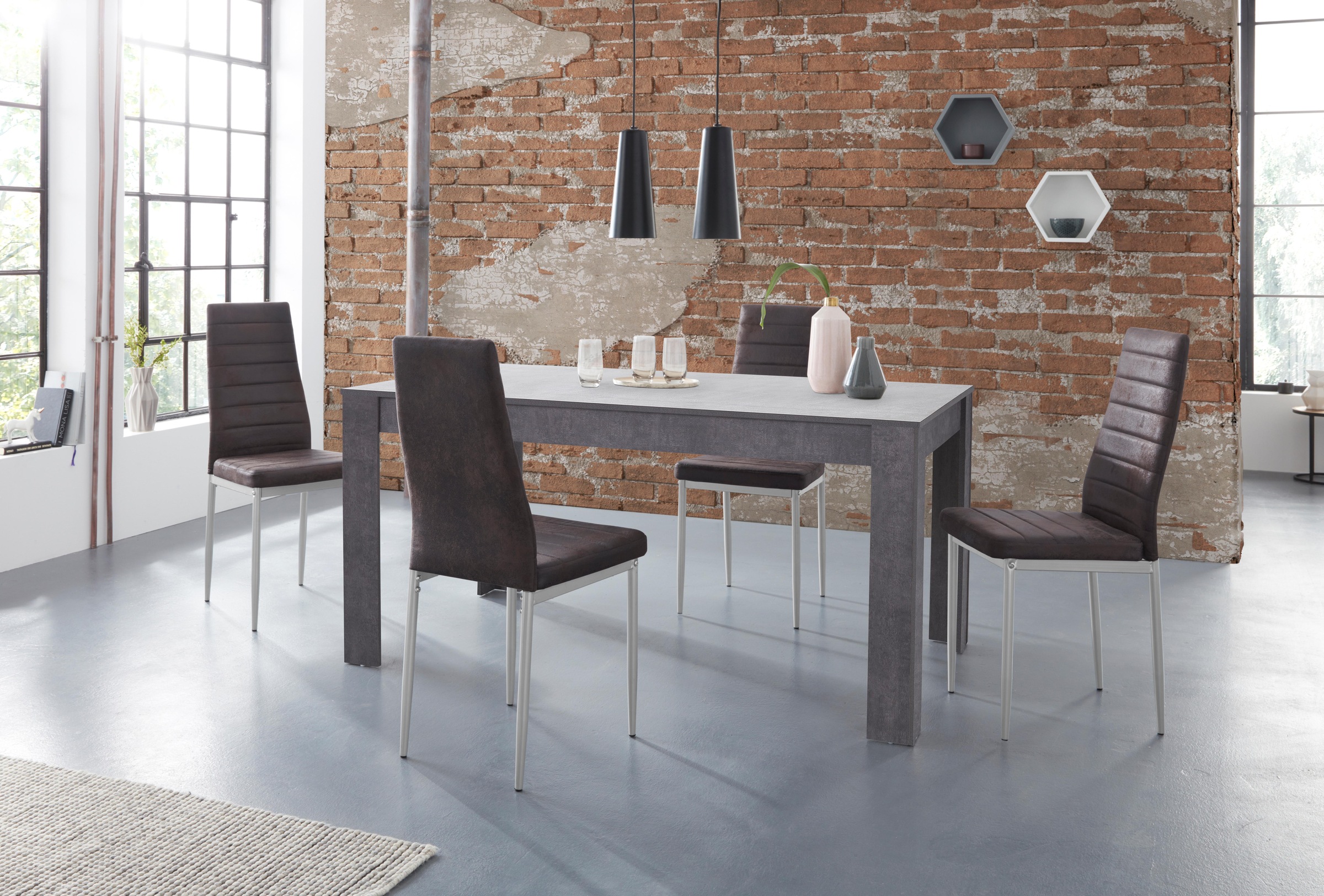 OTTO home Essgruppe "Lynn160/Kate" 5 Stk. tlg. Tisch mit 4 Stühlen
