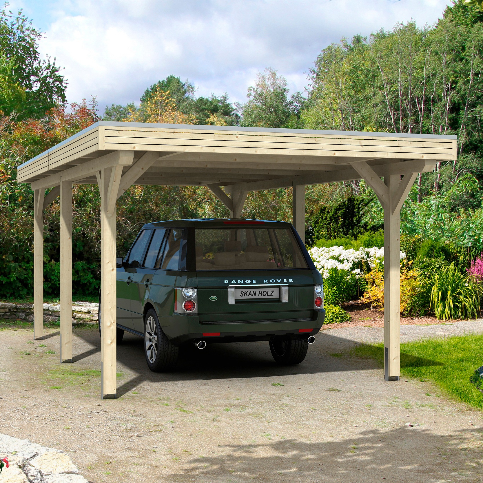 Skanholz Einzelcarport "Spessart", Leimholz-Nordisches Fichtenholz, 291 cm, natur