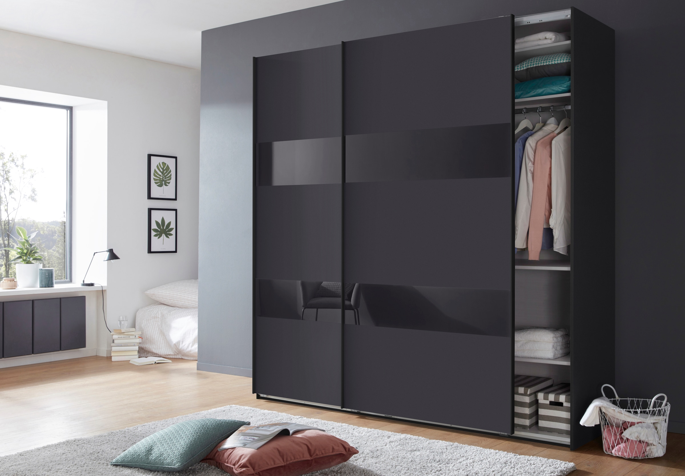 Wimex Schwebetürenschrank »Altona«, mit Glaselementen und zusätzlichen Einlegeböden