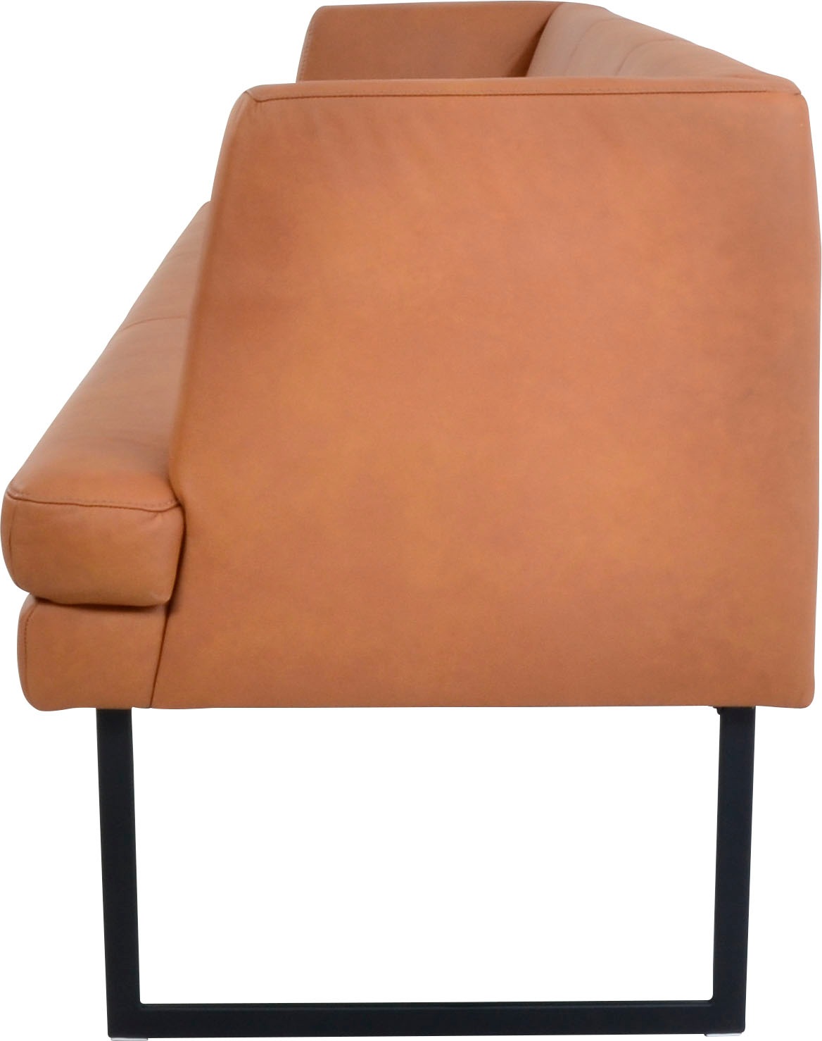 Polsterbank K+W KOMFORT & WOHNEN "Cube", braun (brandy 72), B:229cm H:82cm T:67cm, Sitzbänke, Polsterbank, Hammerkissenoptik, 2 Breiten, Metallkufe schwarz 3