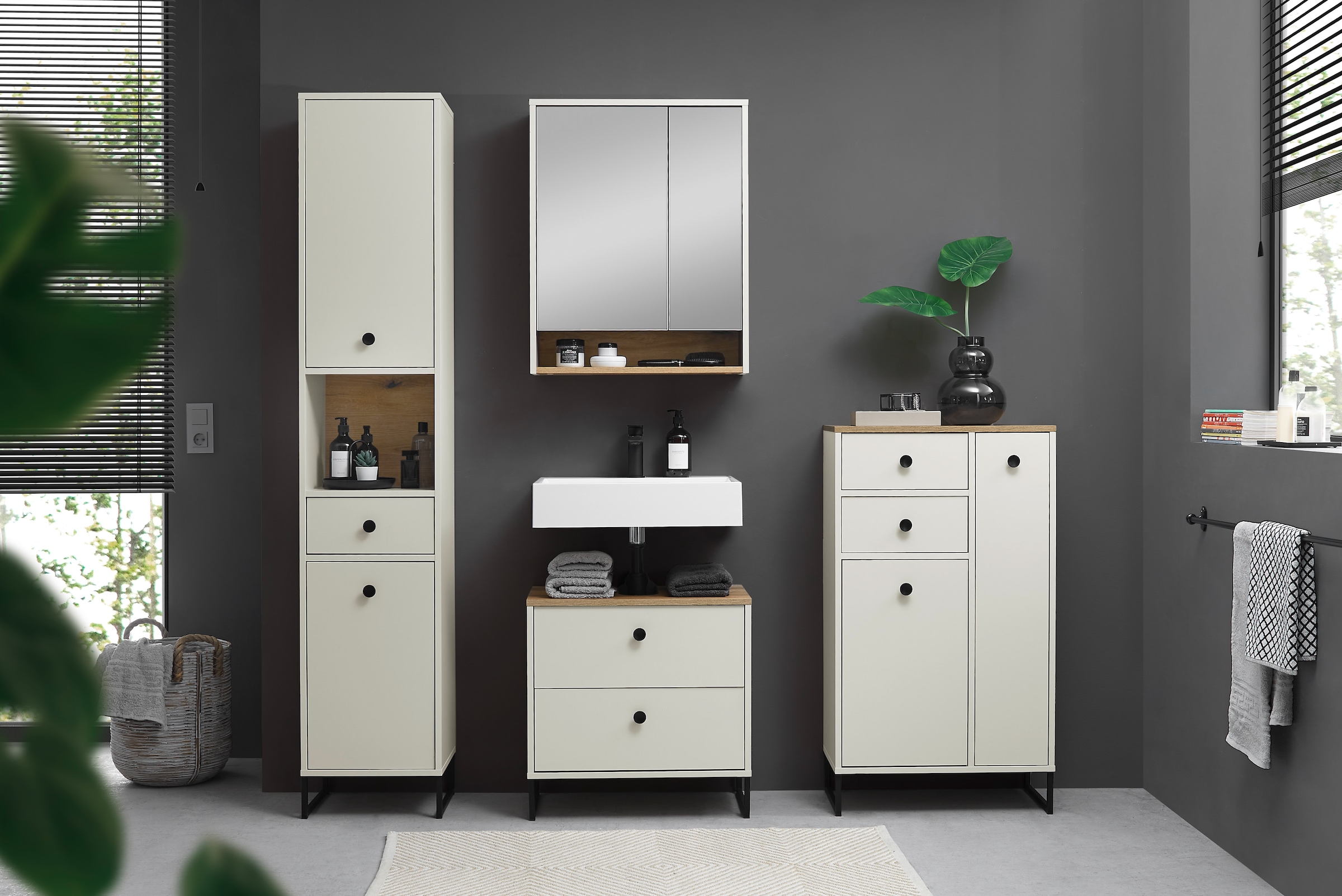 BASIC by Balculina Spiegelschrank »Linea« 1 Stk. tlg. Breite 60cm, Melaminbeschichtung