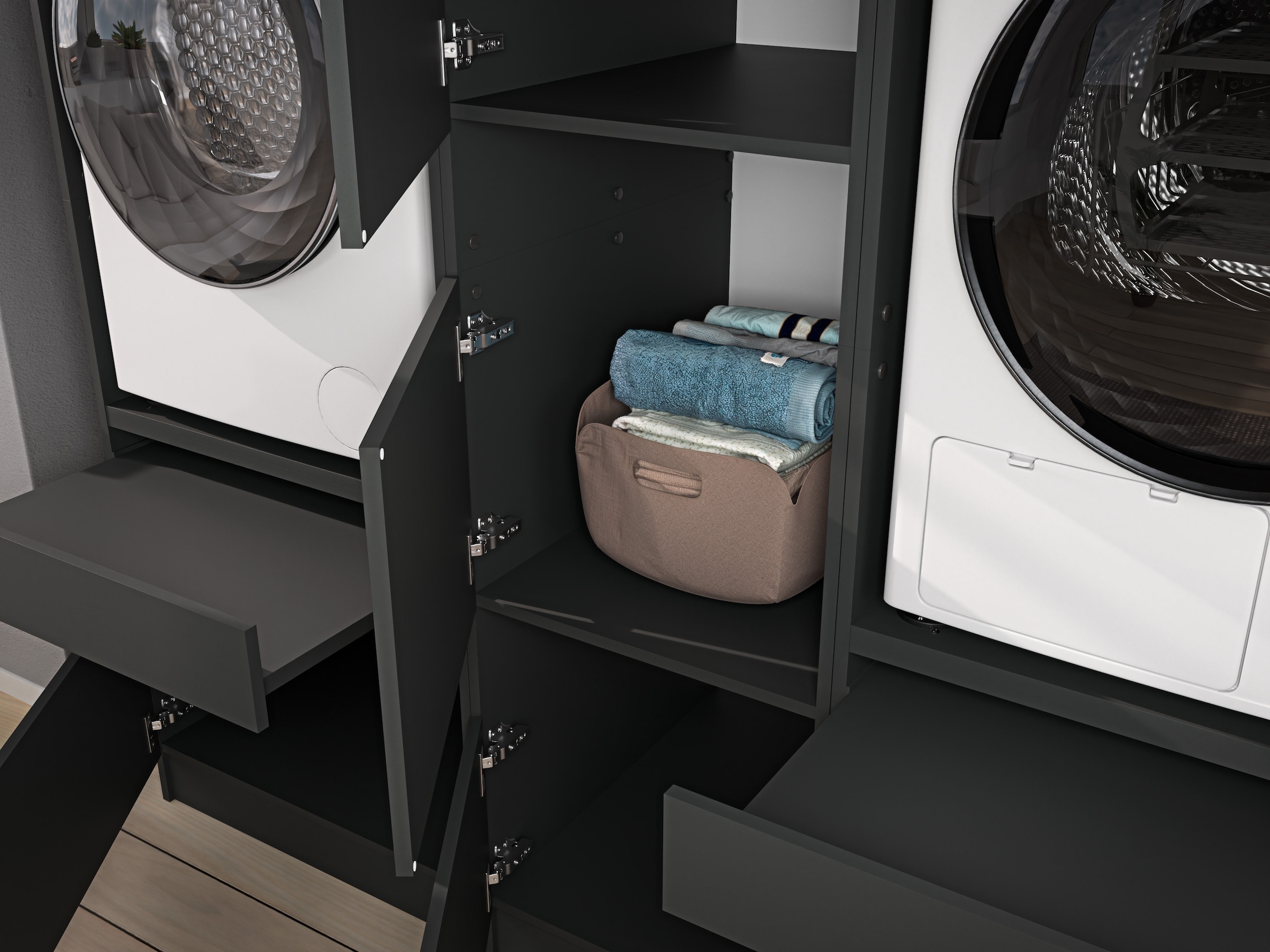 BASIC by Balculina Wäscheschrank »Washhome B/T/H 50x200x68 cm« 1 Stk. tlg. Breite 50cm, höhenverstellbare Metallfüße