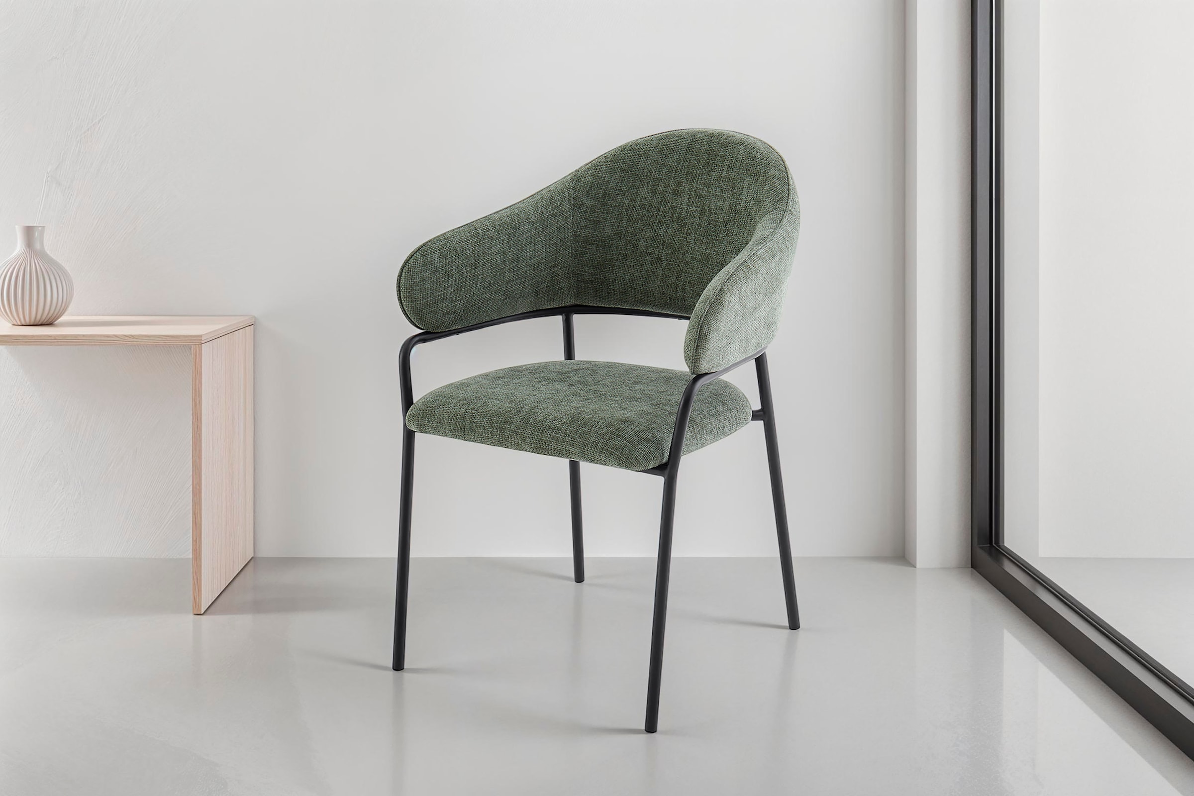 byLIVING Esszimmerstuhl »Curve«, (Set), 2 St., Webstoff, moderner Stoff Stuhl mit gemütlichem Sitzkomfort, verschiedene Farben.