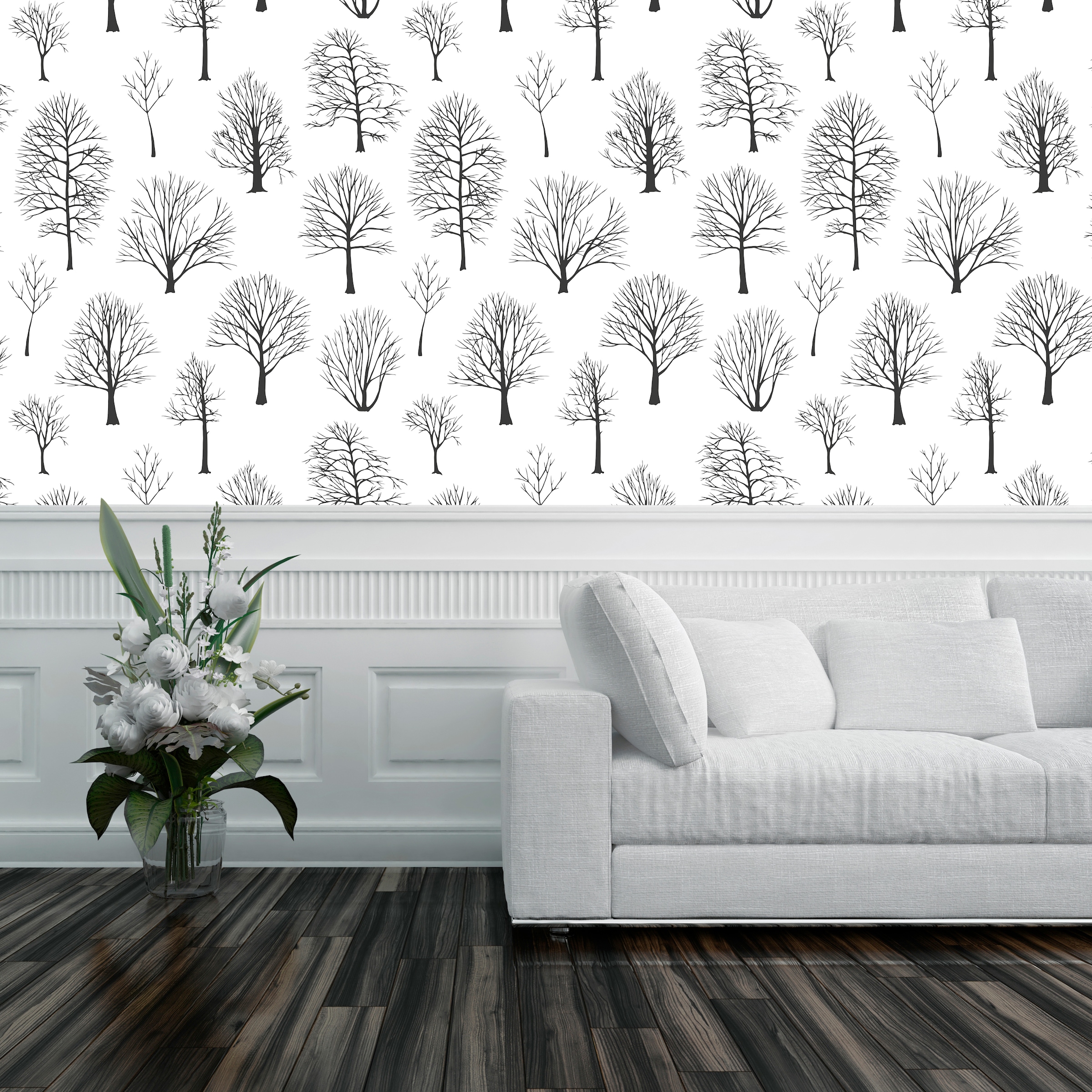 queence Vinyltapete »Shierh«, bedruckt-Motiv-botanisch-floral-gemustert-natürlich, 90x250cm, selbstklebend, kinderleichte Anbringung, Sticker