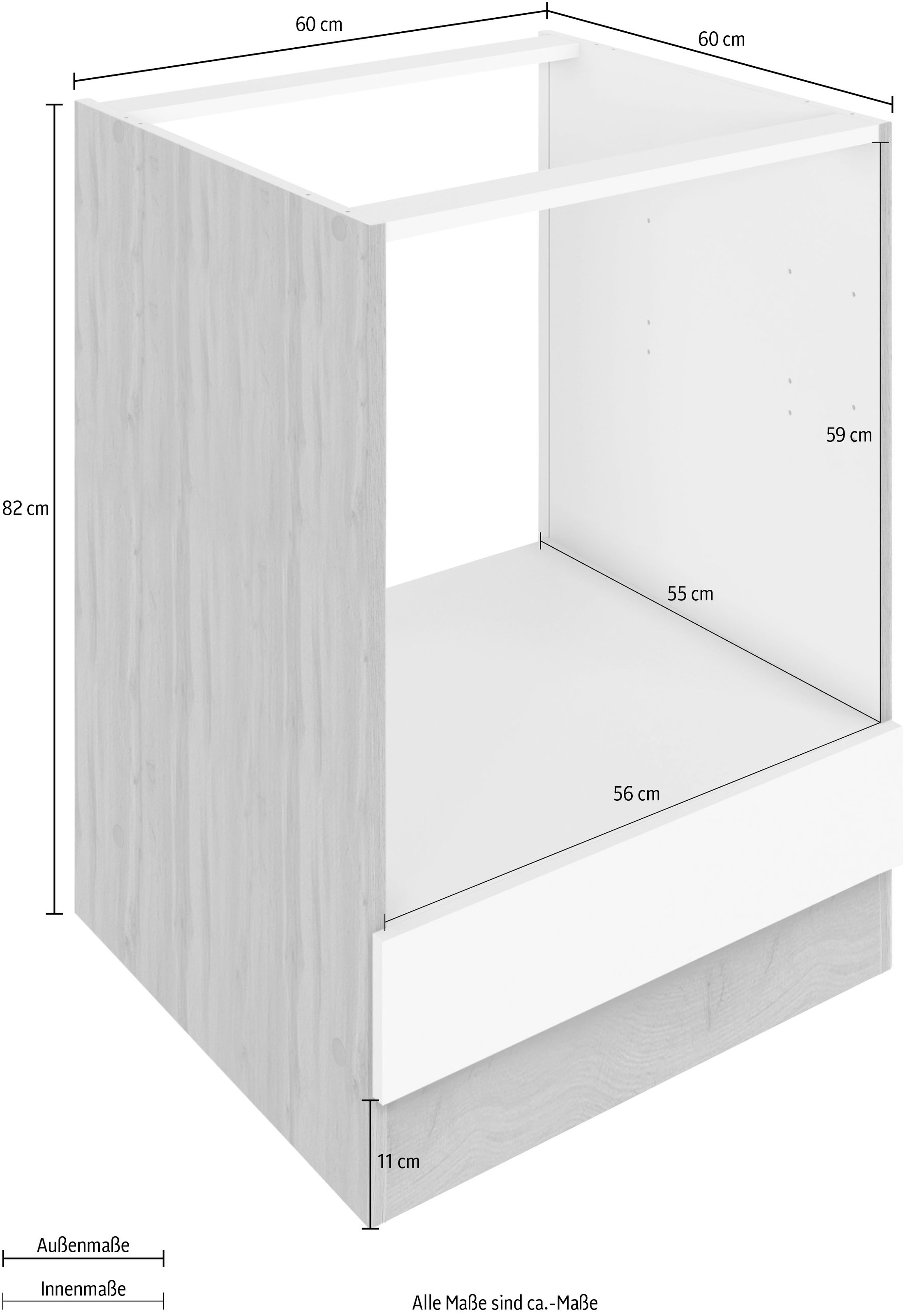 KOCHSTATION Herdumbauschrank »KS-Luhe«, 60 cm breit