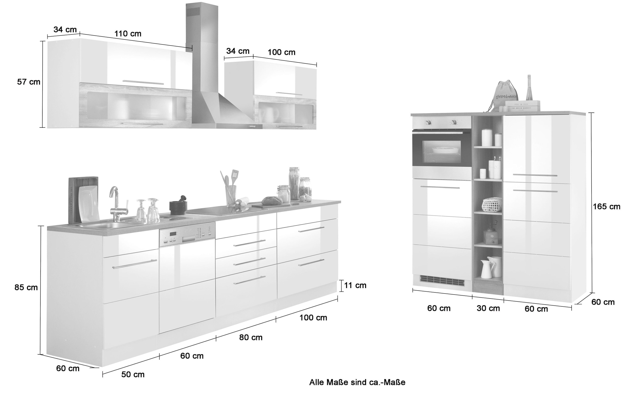 HELD BAUR E-Geräten, Küchenzeile | »Wien«, mit Breite MÖBEL cm, wahlweise 440 mit kaufen Induktion