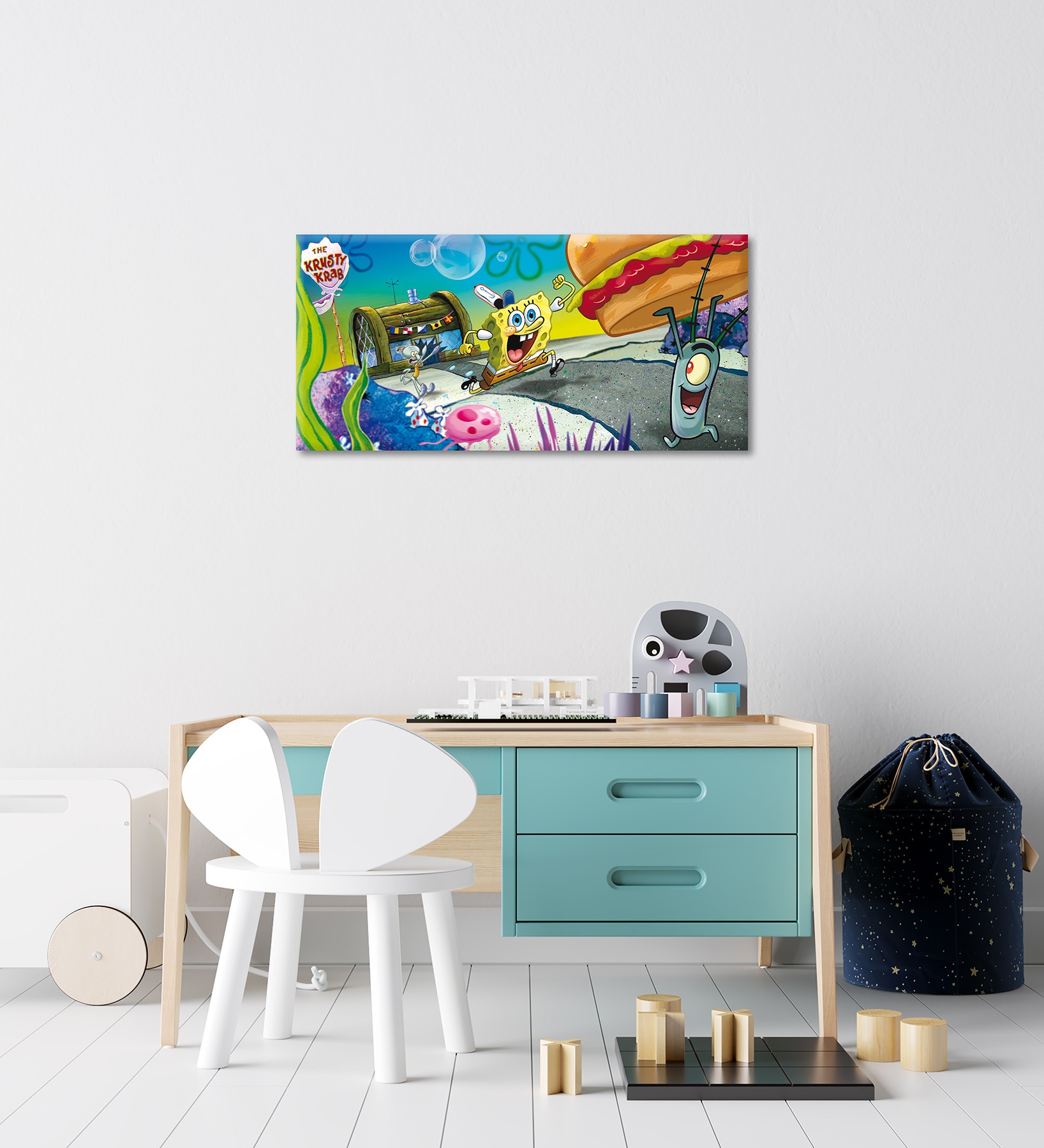 Bönninghoff Leinwandbild »Wandbild SPONGEBOB BURGERHEIST 33x70 cm – Leinwandbild Keilrahmen Deko« Filmfiguren | Serien 1 Stk. tlg. auf Keilrahmen gespannt