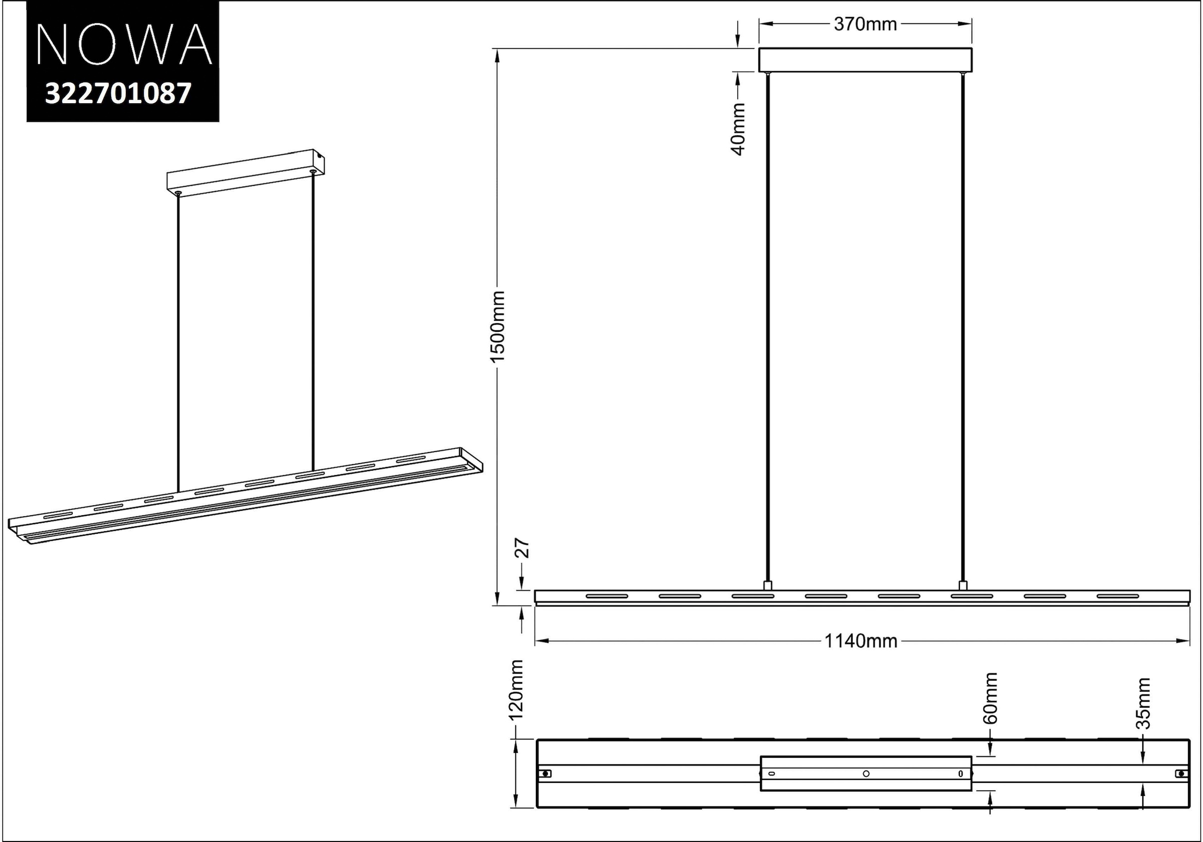 Home affaire LED Pendelleuchte »Percht«, 1 flammig, Leuchtmittel LED-Board | LED fest integriert, in der Höhe anpassbar, Warmweiß, Metallrahmen schwarz, Holz