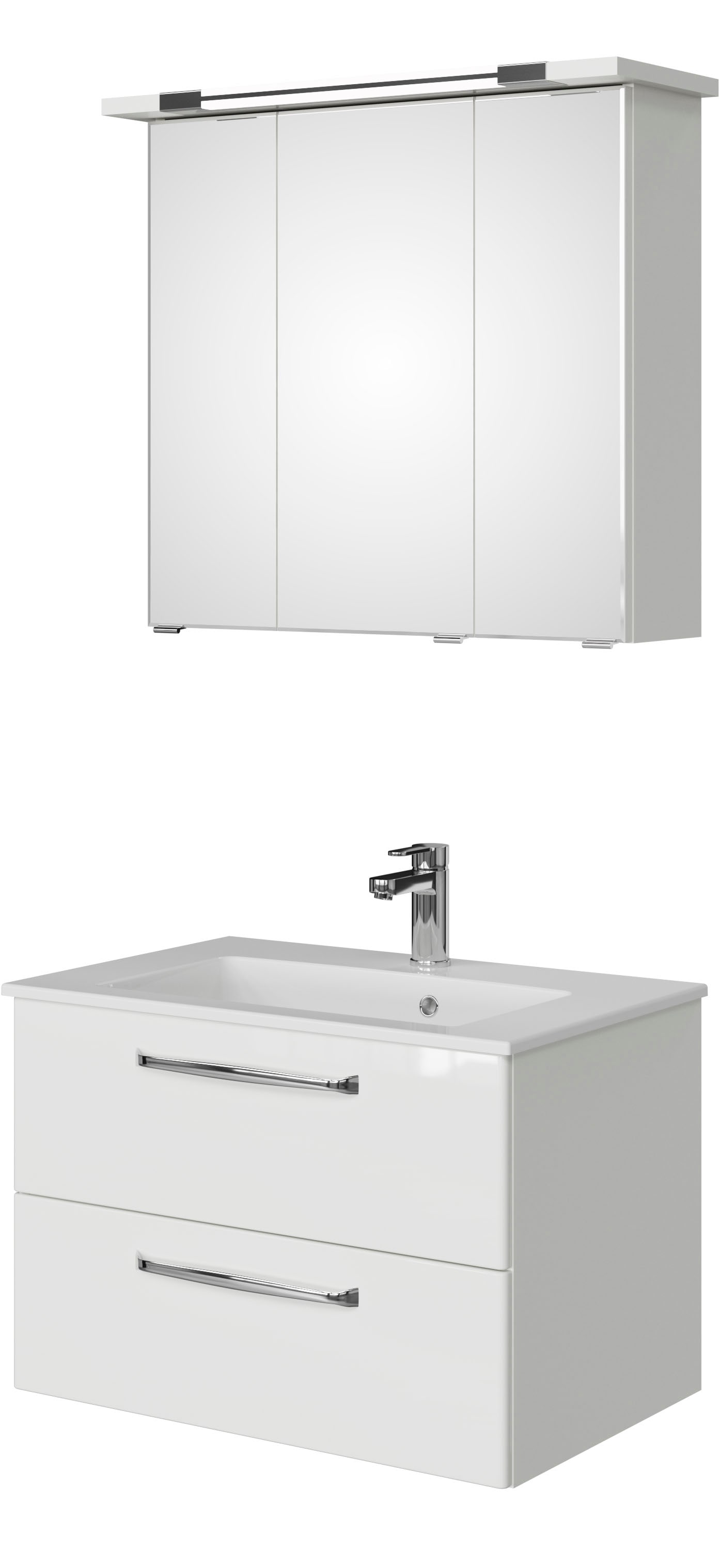 Saphir "Trentino 2-tlg. Mineralmarmor-Waschtisch,Spiegelschrank mit LED-Profil" 3 Stk. tlg.
