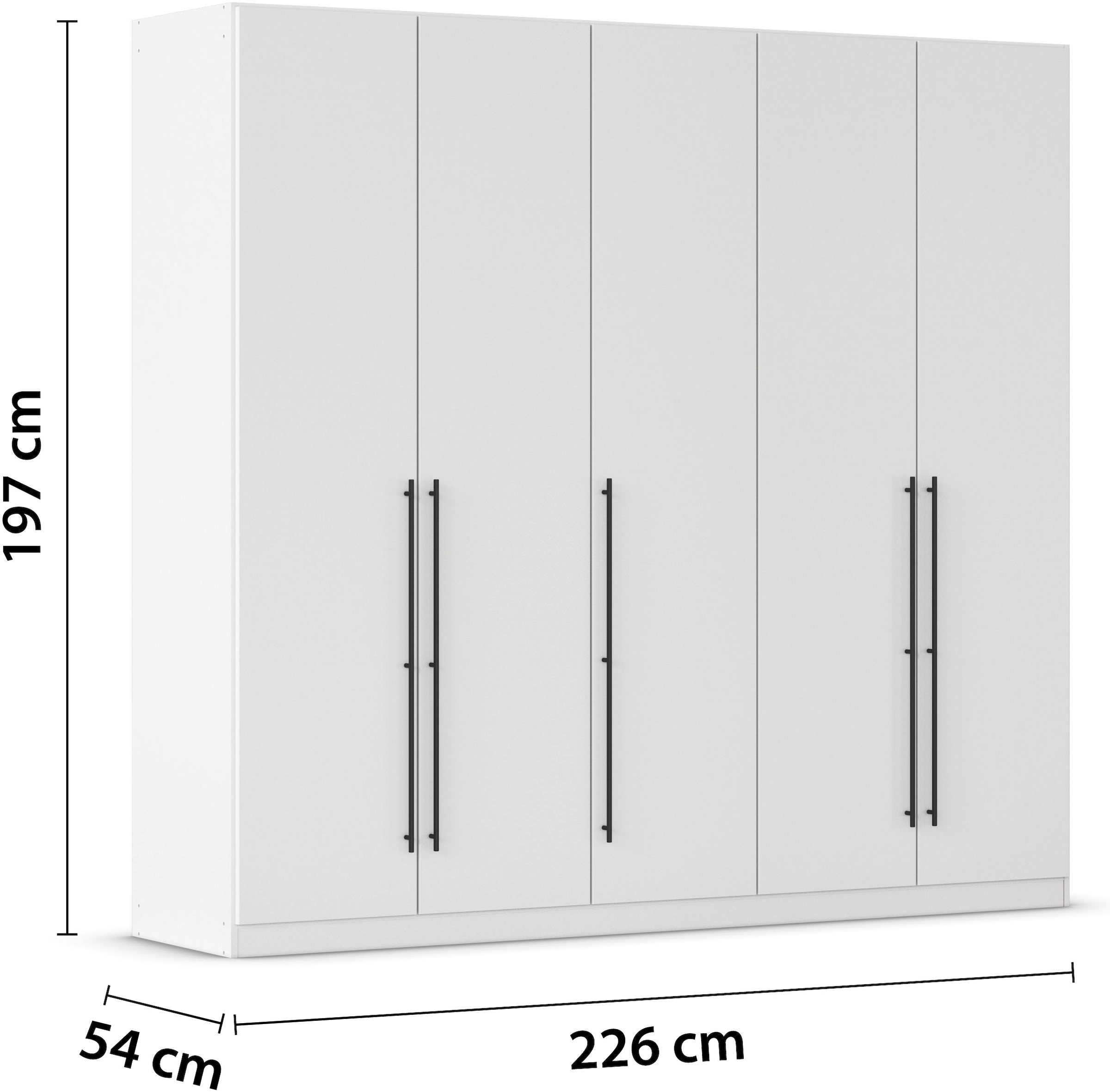 rauch Kleiderschrank, (in 3 verschiedenen Ausstattungen BASIC/CLASSIC/PREMIUM), mit hochwertigen Stangengriffen in Schwarz aus Metall MADE IN GERMANY