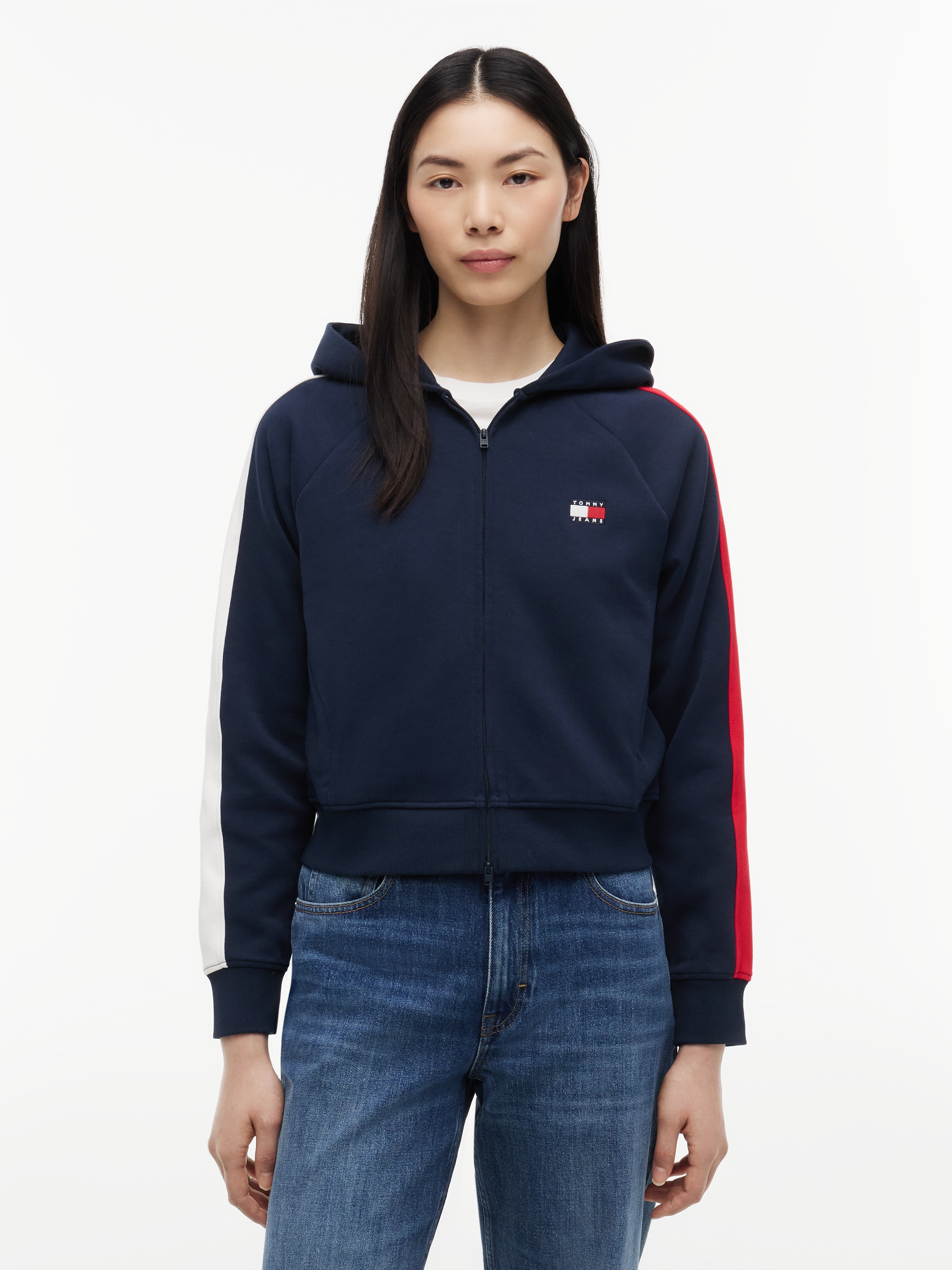 Tommy Jeans Kapuzensweatjacke »TJW REG BADGE TRACK HOOD EXT« Baumwollmischung, Kapuze