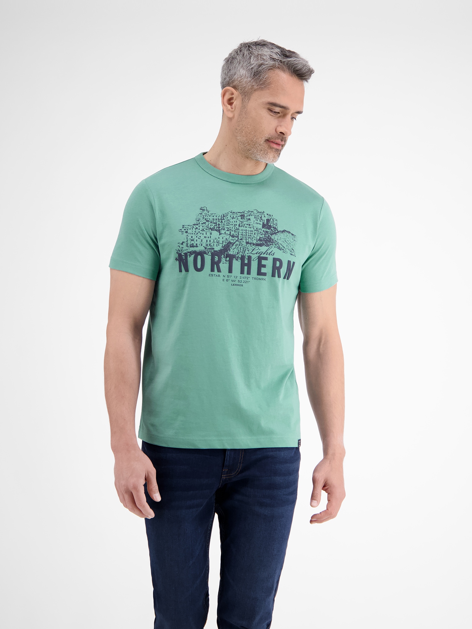 LERROS T-Shirt "LERROS Unifarbenes T-Shirt mit Brustprint" günstig online kaufen