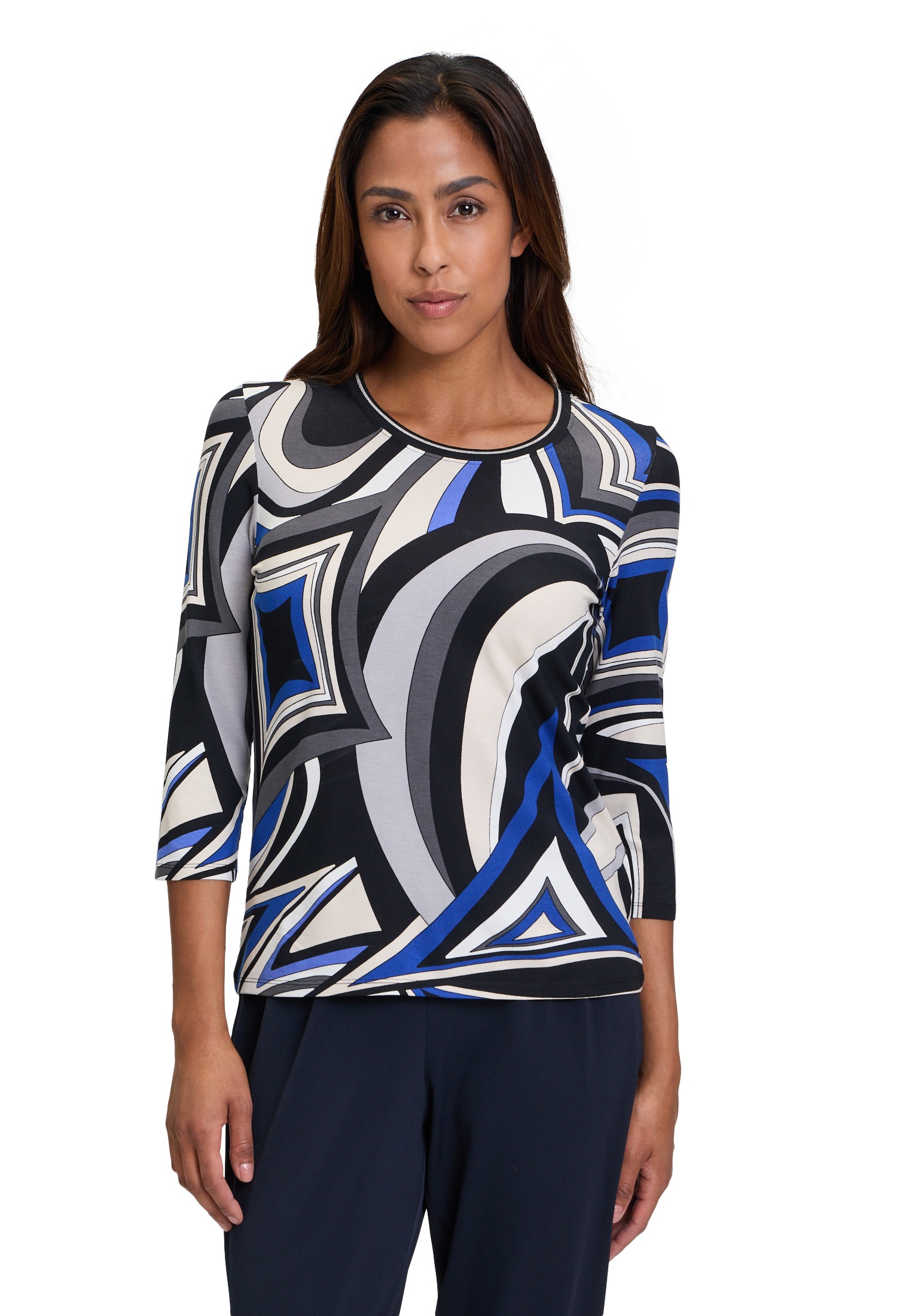 Betty Barclay 3/4-Arm-Shirt "Betty Barclay Basic Shirt mit Print", Rippbündchen