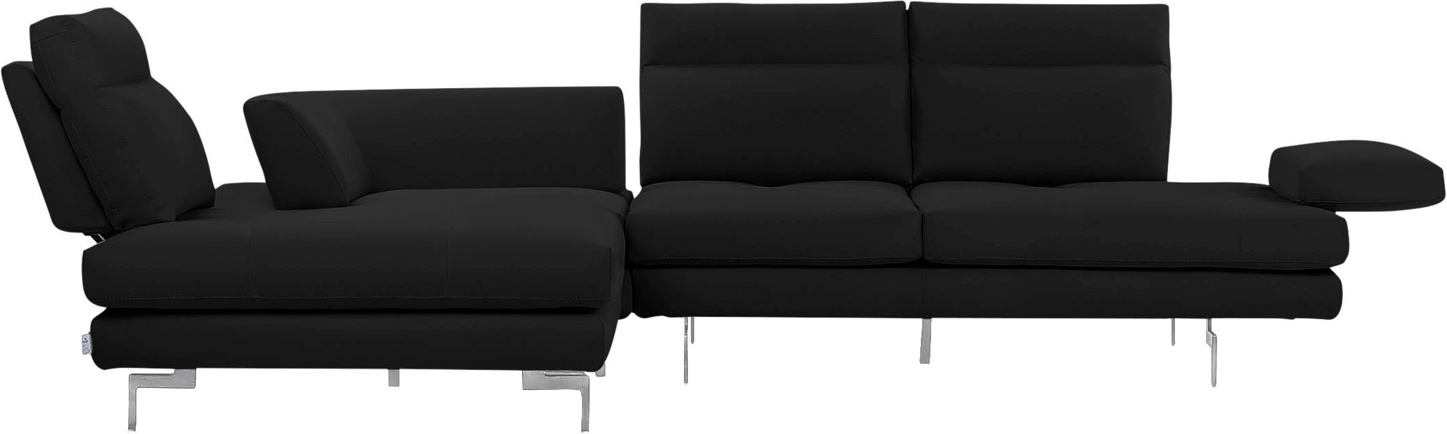 CALIA ITALIA Ecksofa »Toby Wing, L-Form, Designsofa mit sensationellem Sitzkomfort«, Sitztiefenverstell.,wahlw. mit Kissen-Set, Füße chrom glänzend