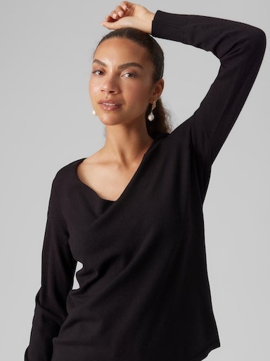 Vero Moda V-Ausschnitt-Pullover »VMHAPPINESS LS V-NECK PULLOVER GA BOO«