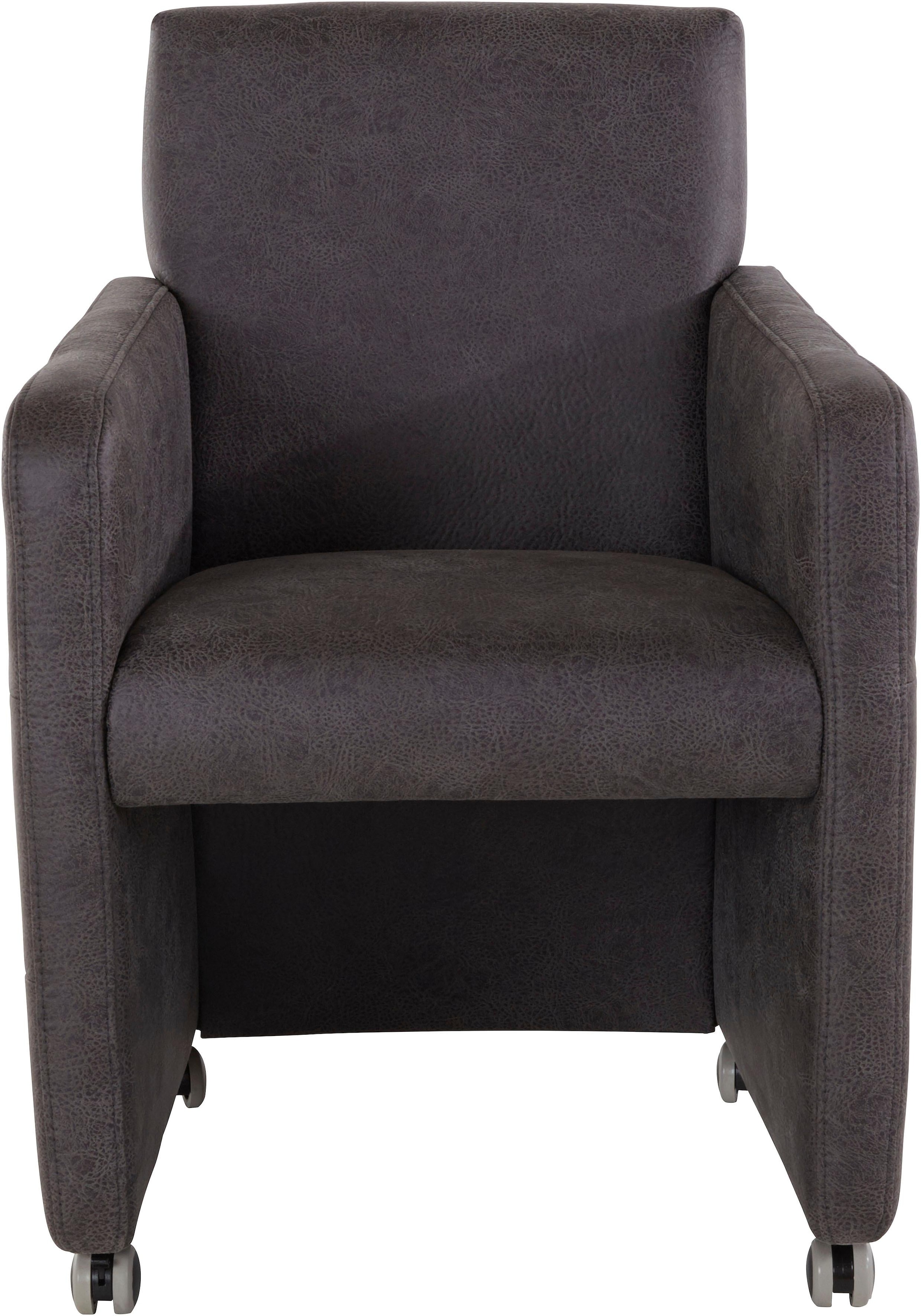 exxpo - sofa fashion Sessel »Barista Clubsessel auf Rollen, schmale Armlehnen, aktuelles Design«, bequem und komfortabel, Breite 61 cm
