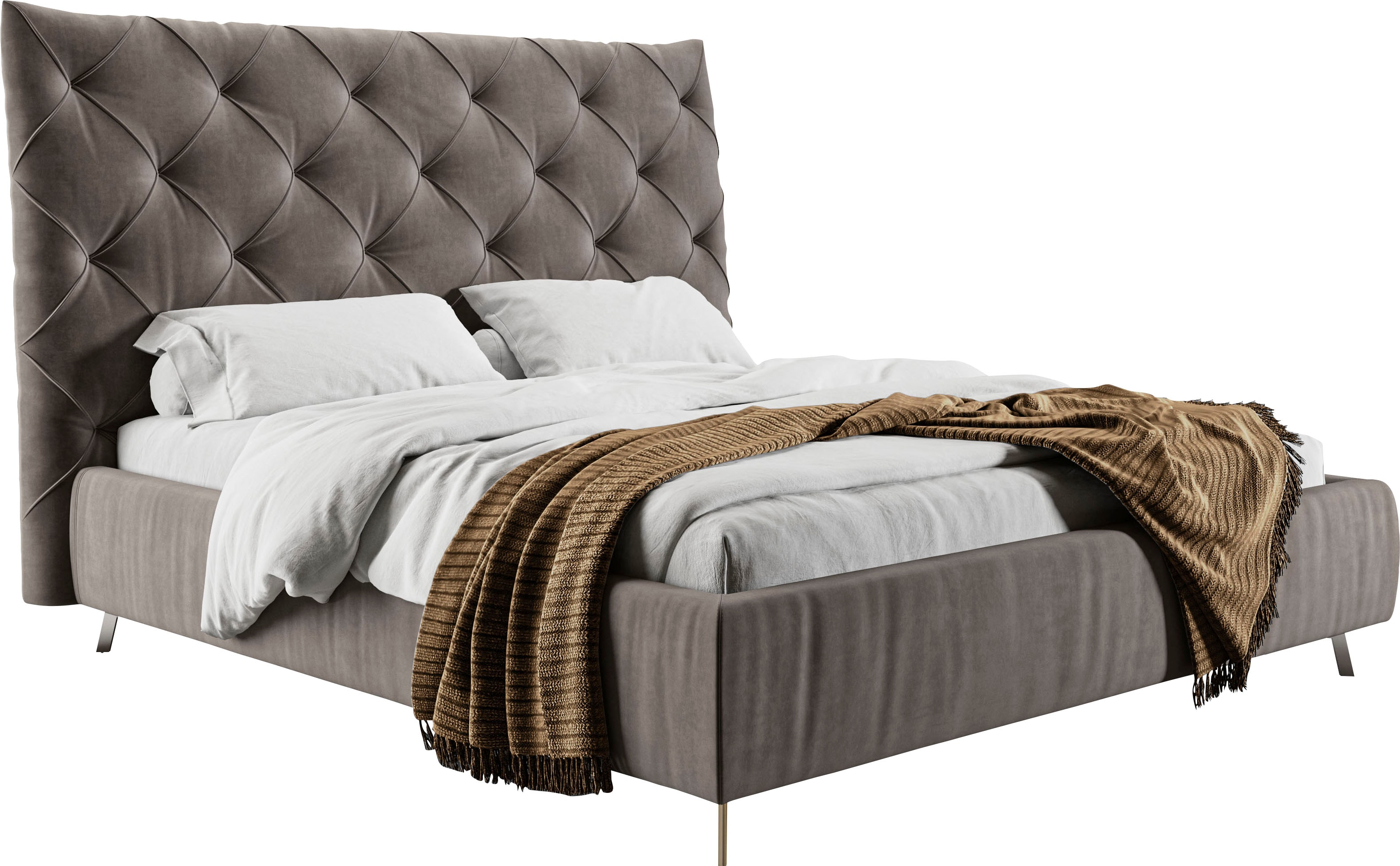 Home affaire Polsterbett "Elloree, in 4 Breiten, hinten mit Originalstoff bezogen, auch in Leder" Kopfteilhöhe 143cm, belastbar bis 280 kg, auch in Überlänge 220cm