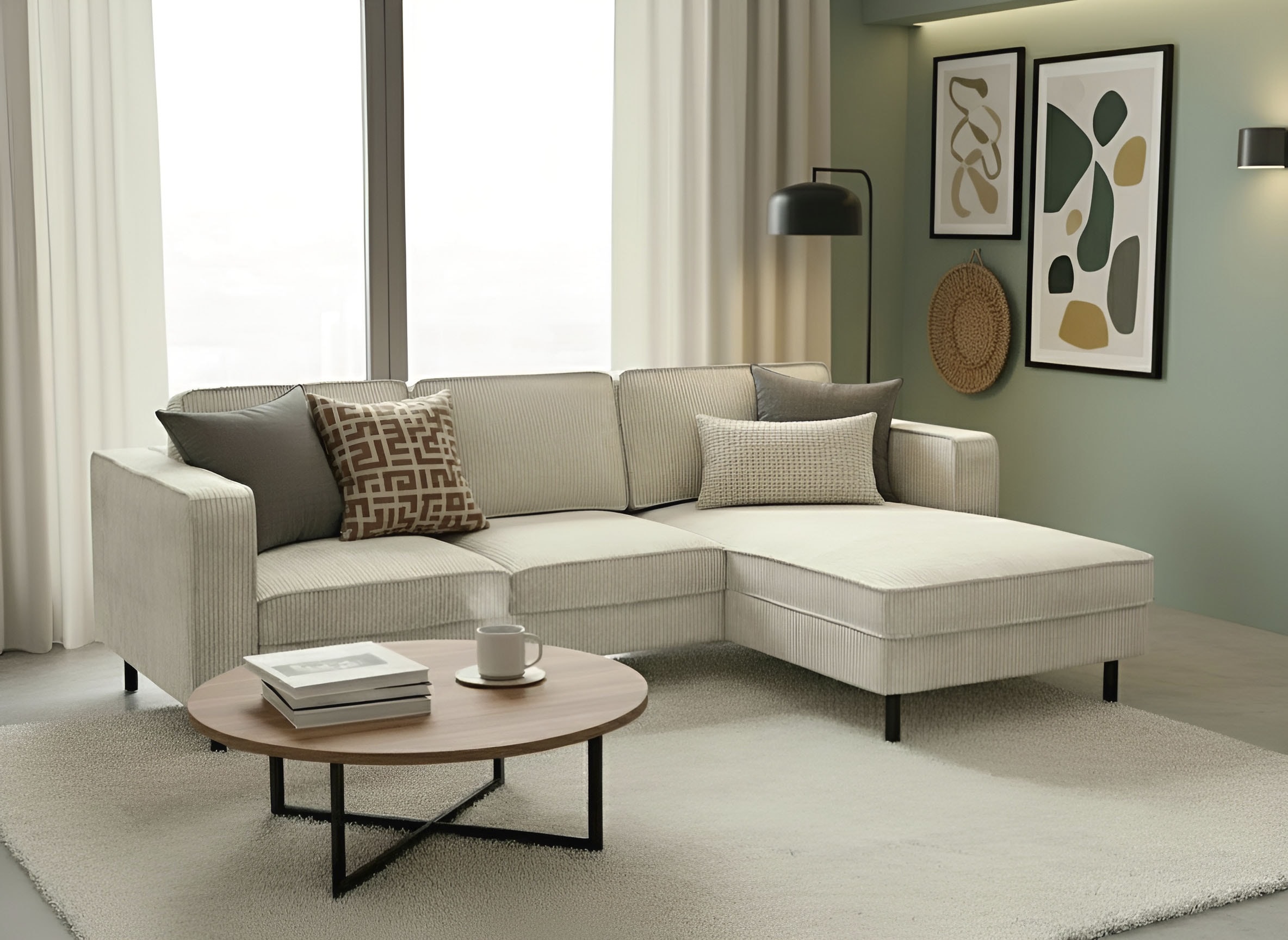 TRENDMANUFAKTUR Ecksofa "Watkins Couch wahlweise mit Schlaffunktion und Bettkasten,auch in Cord" Recamiere beidseitig montierbar, OTTOs Choice, Breite 232 cm