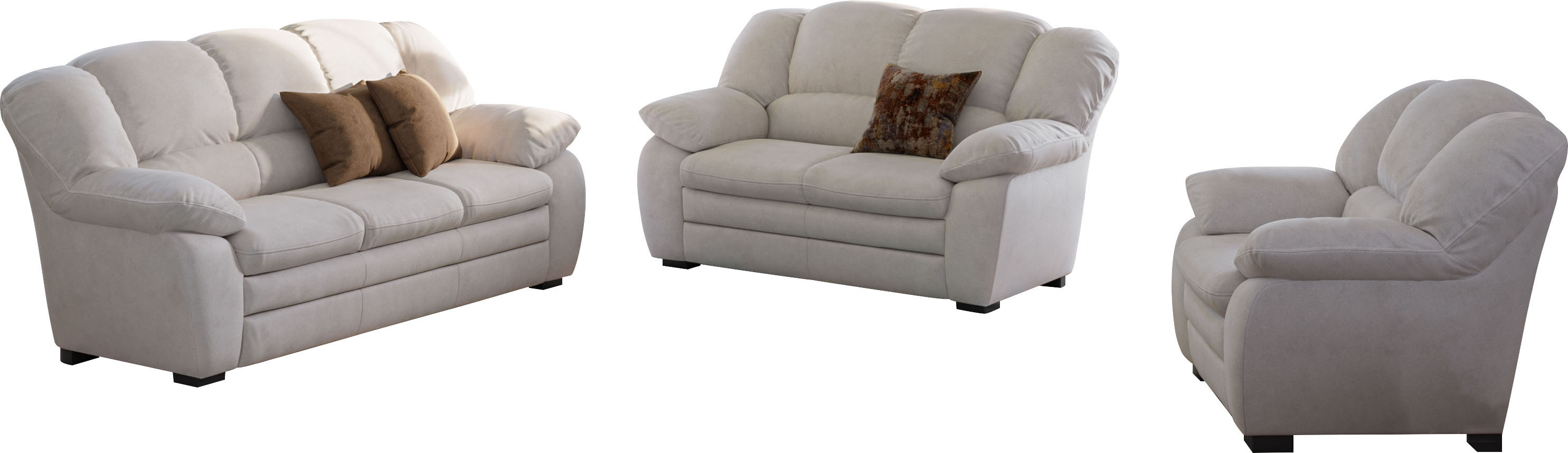 COTTA Polstergarnitur "Casino, 3tlg. Set, Sofa Wohnzimmer Garnitur, Wellenunterfederung" Set, 3 tlg. Sessel, 2-Sitzer, 2,5-Sitzer, hohe Rückenlehne