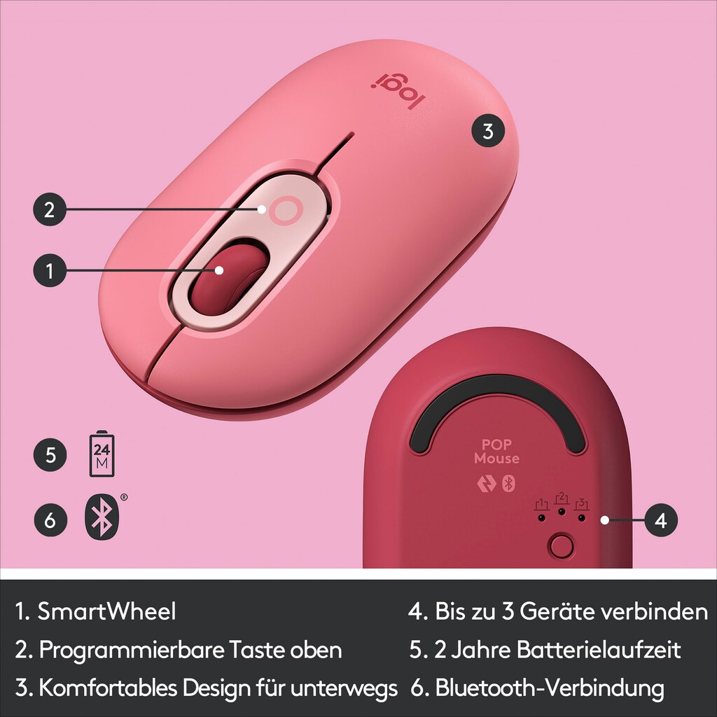 Logitech Maus »POP Mouse with emoji«, kabellos