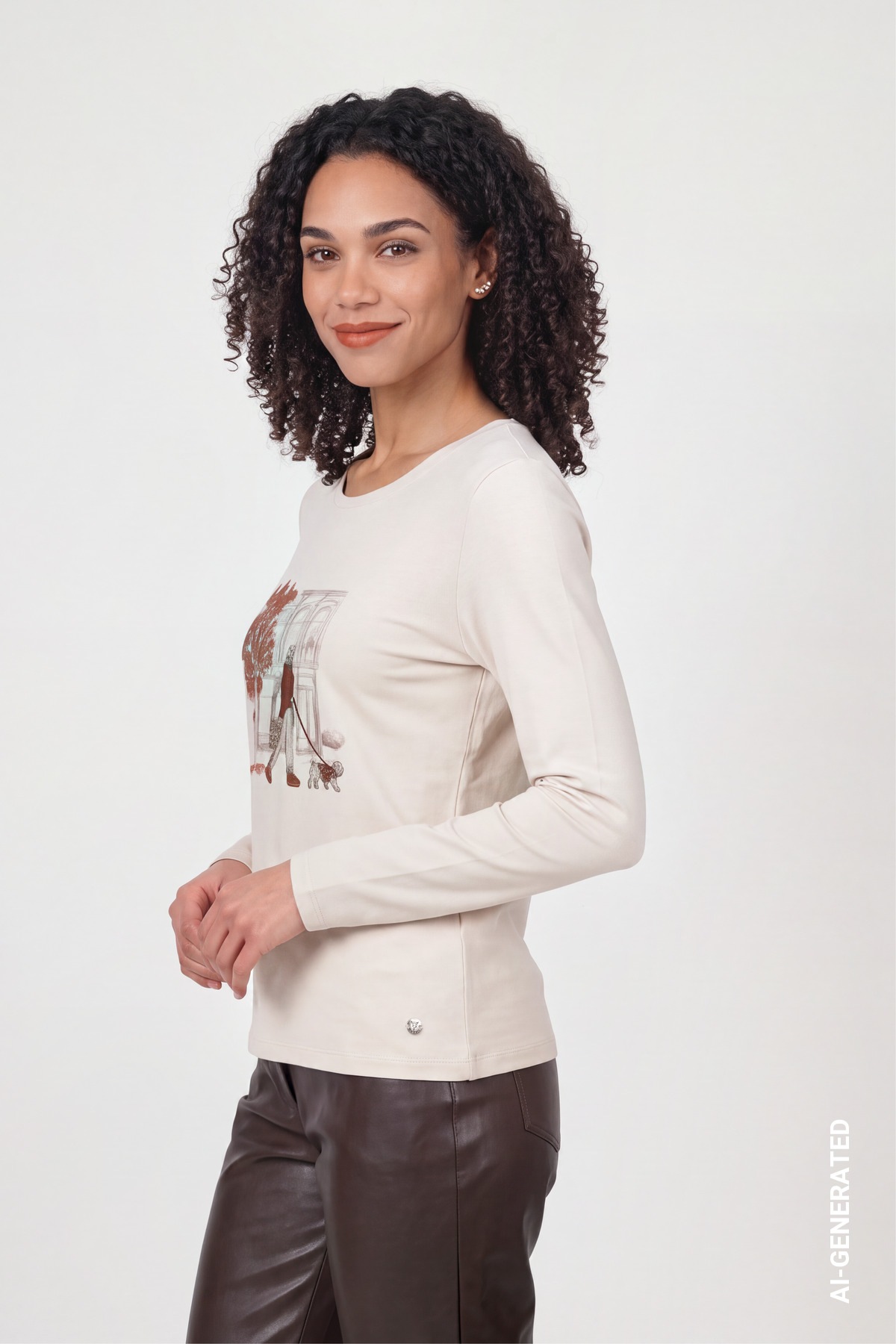 Monari Langarmshirt Regular fit mit Herbstprint