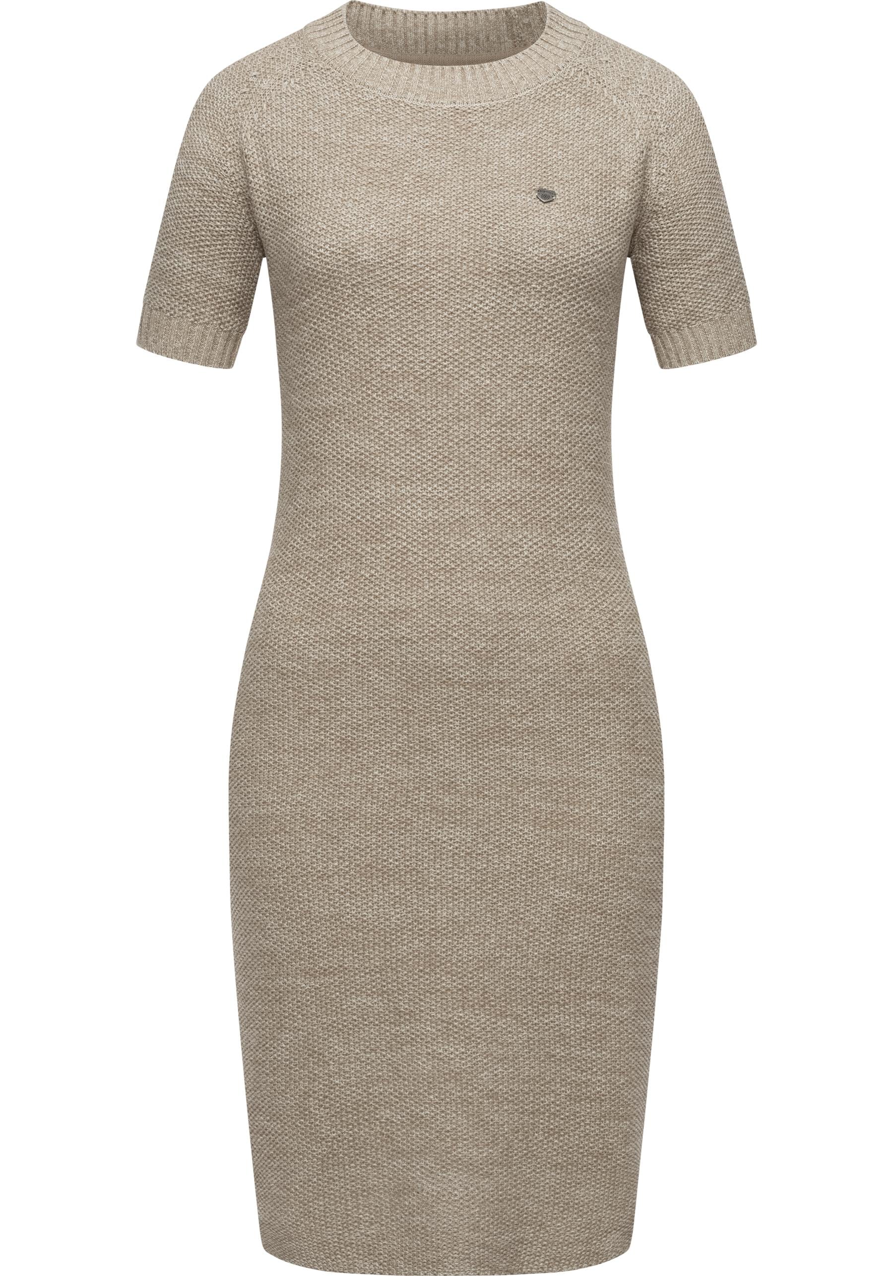 Ragwear Strickkleid "Kolya" Ohne Taschen kurzärmliges Damen Midikleid in Strickoptik