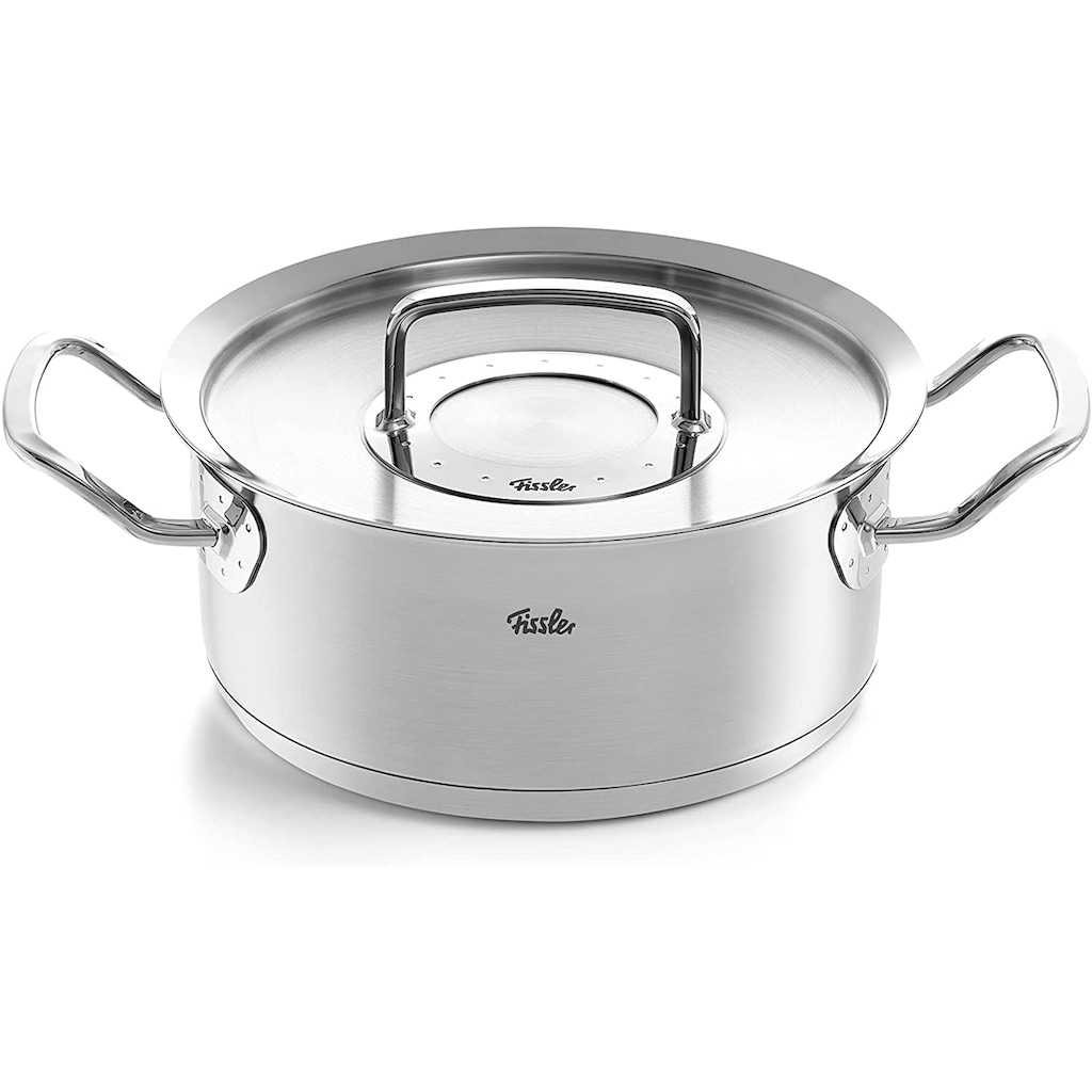 Fissler Topf-Set »ORIGINAL-PROFI COLLECTION® Edelstahl-Topfset«, Edelstahl 18/10, (7 tlg., je 1 Kochtopf 16/20/24 cm, Kasserolle 16 cm, Bratentopf 20 cm), mit breitem Schüttrand, Kaltmetallgriffen. Made in Germany, Induktion