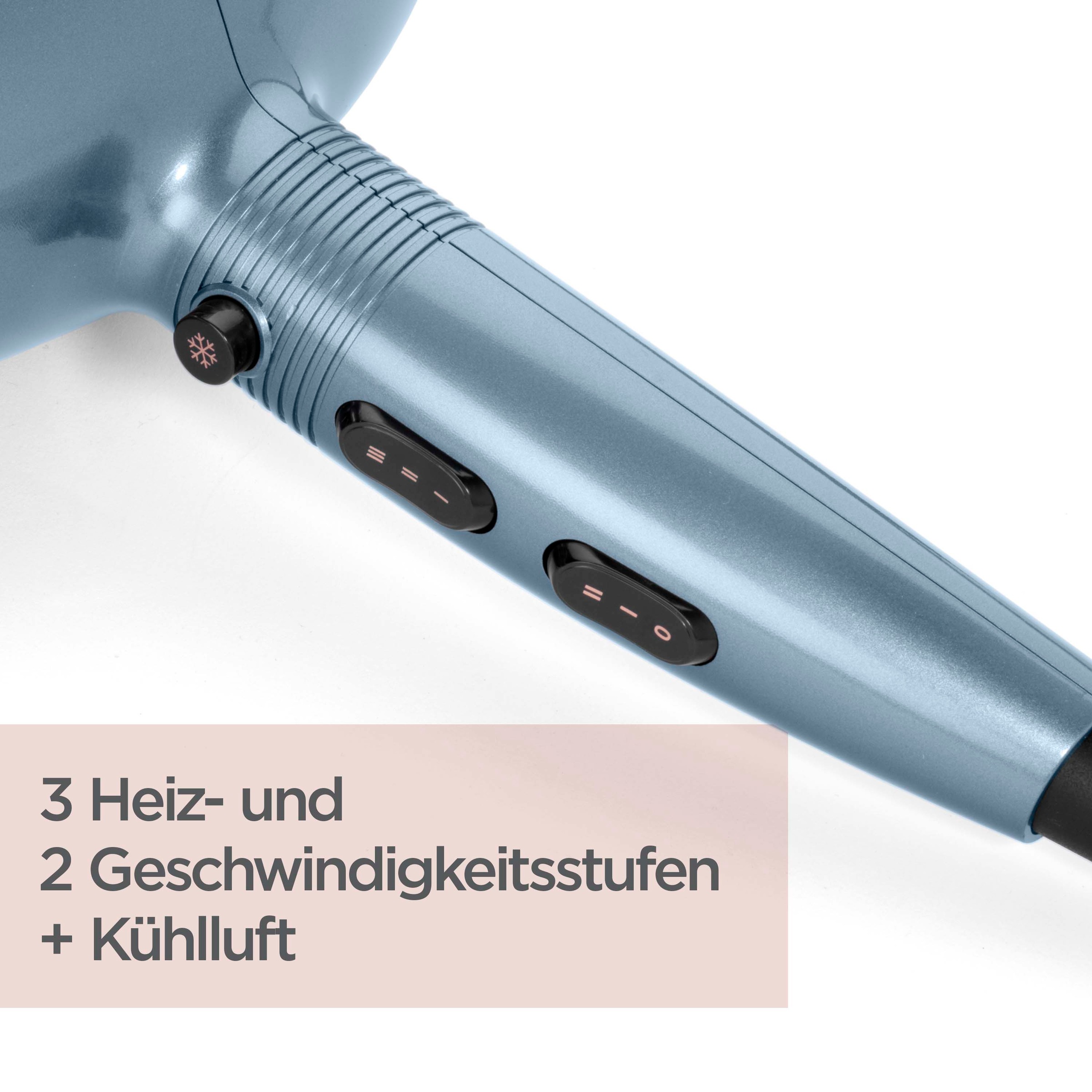 Thumbnail - BaByliss Haartrockner "BaByliss Denim Luxe Haartrockner mit Ionen-Technologie, D251PE" 2.200 W Föhn mit Aufsatz, HTDC-Mo...