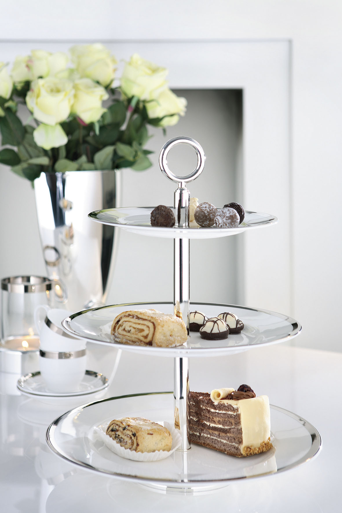 Fink Etagere "PLATINUM" Servierplatte mit Platinumrand, mit 3 Etagen, Höhe günstig online kaufen