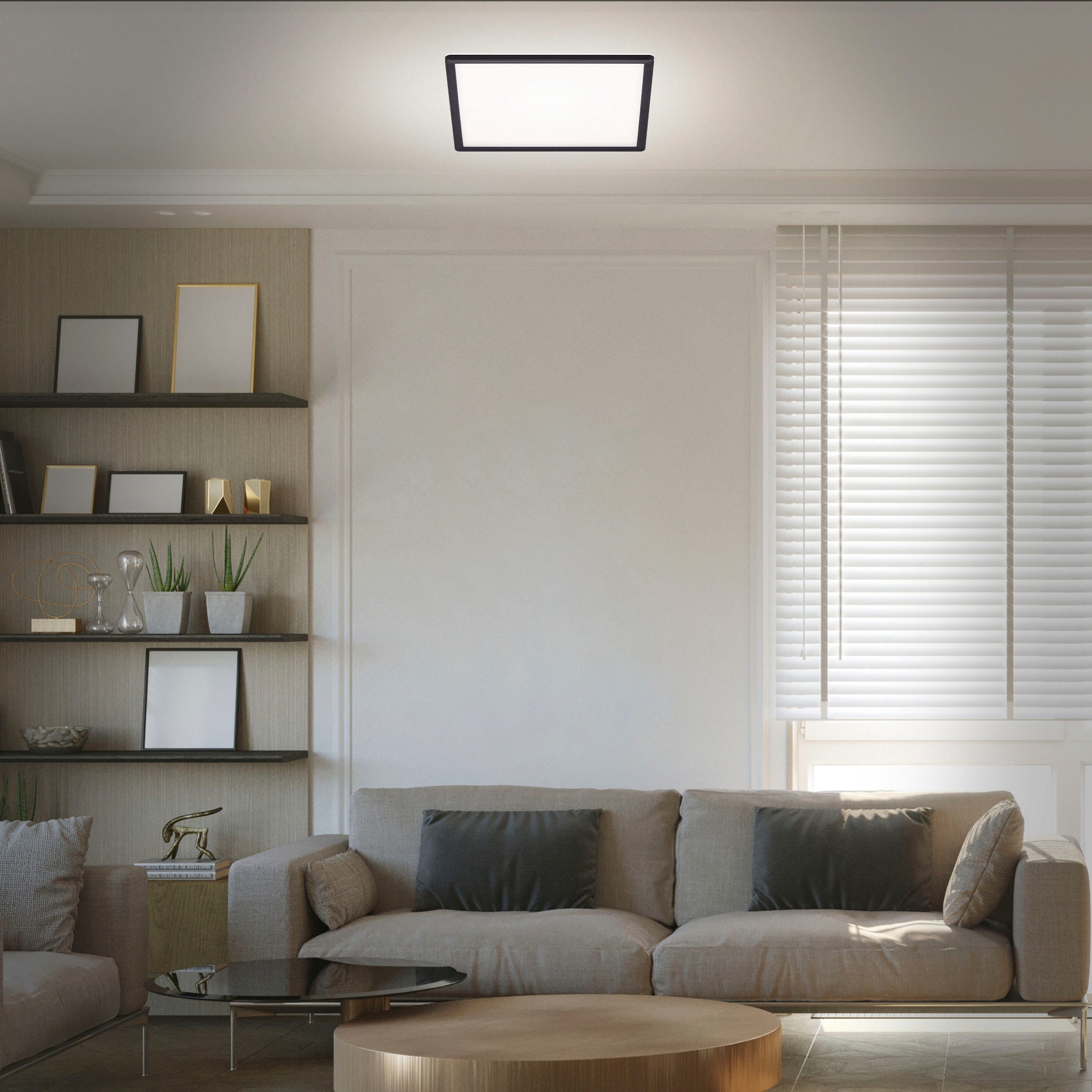 Briloner Leuchten LED Panel »7158415 SLIM« LED-Board Warmweiß Deckenlampe, 42x42x2,9cm, Schwarz, 22W, Wohnzimmer, Schlafzimmer